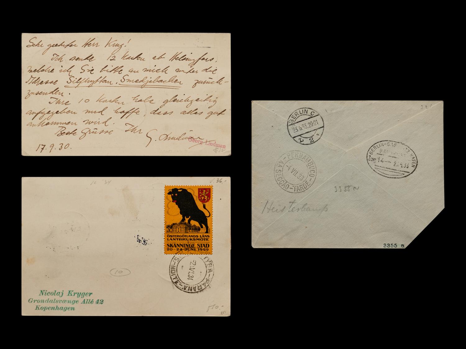 [FLIGHT COVER] A Group of Northern European Dispatched Zeppelin Flight Covers and Postcards