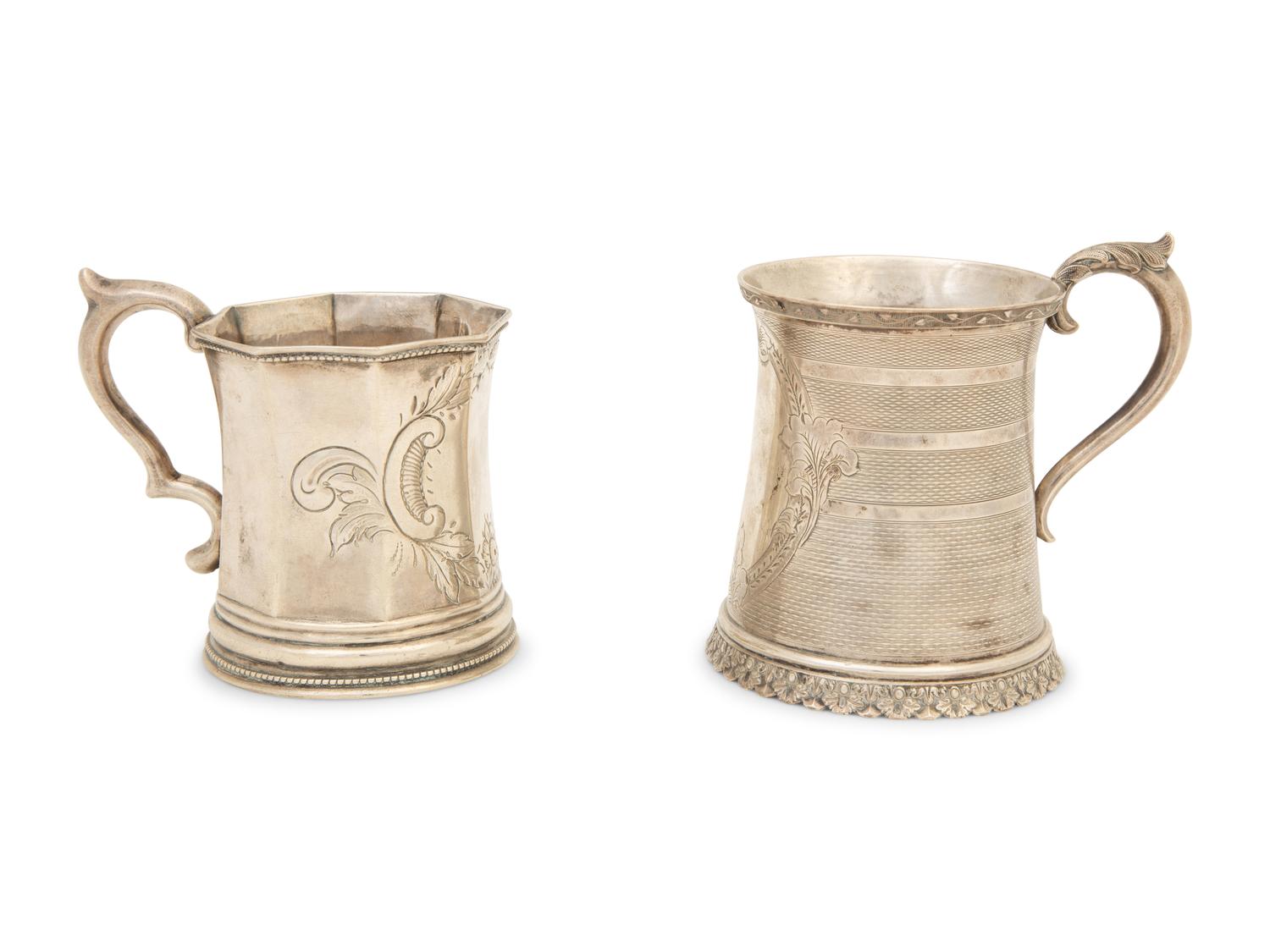 Two American Coin Silver Mugs