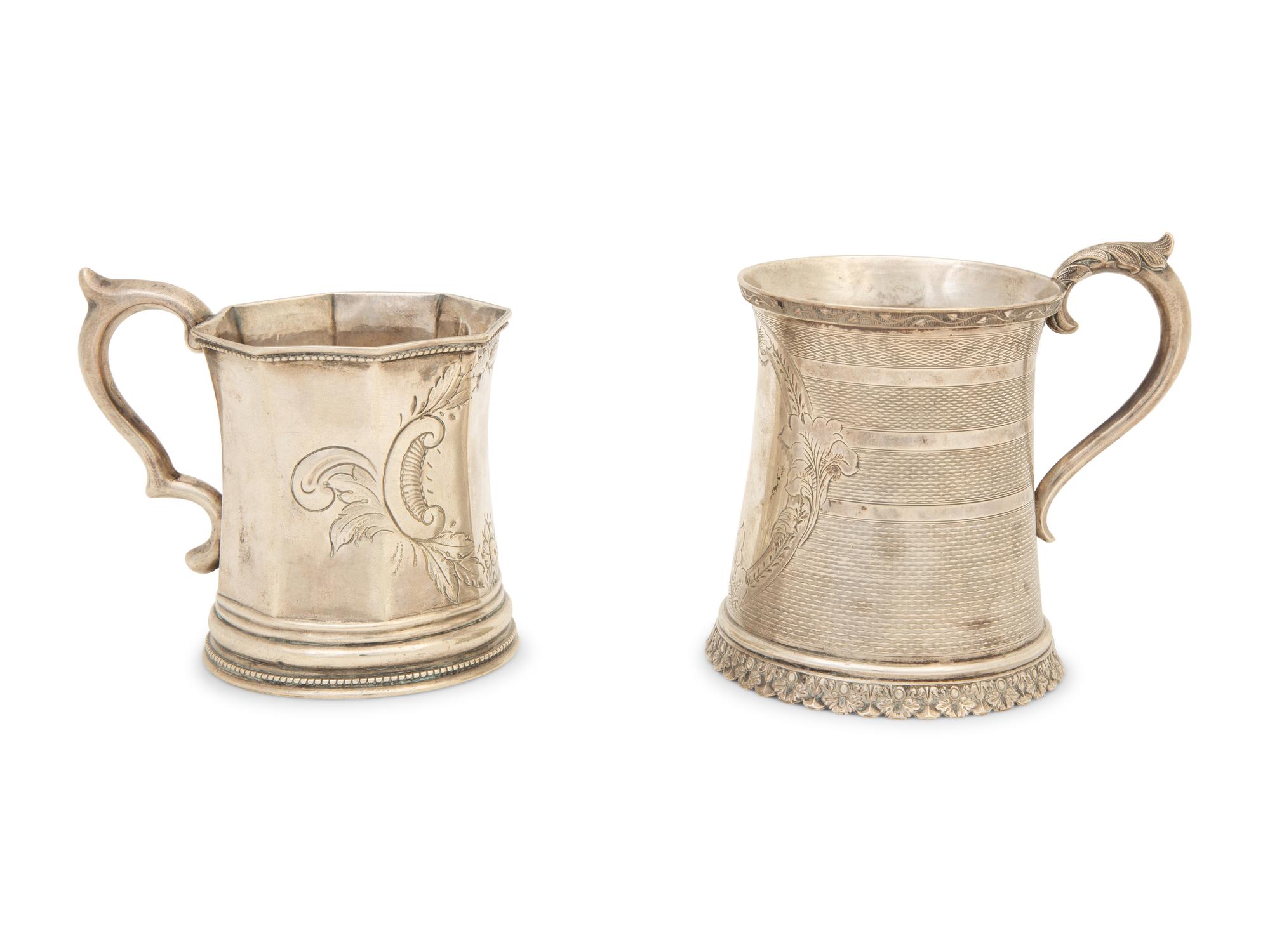 Two American Coin Silver Mugs