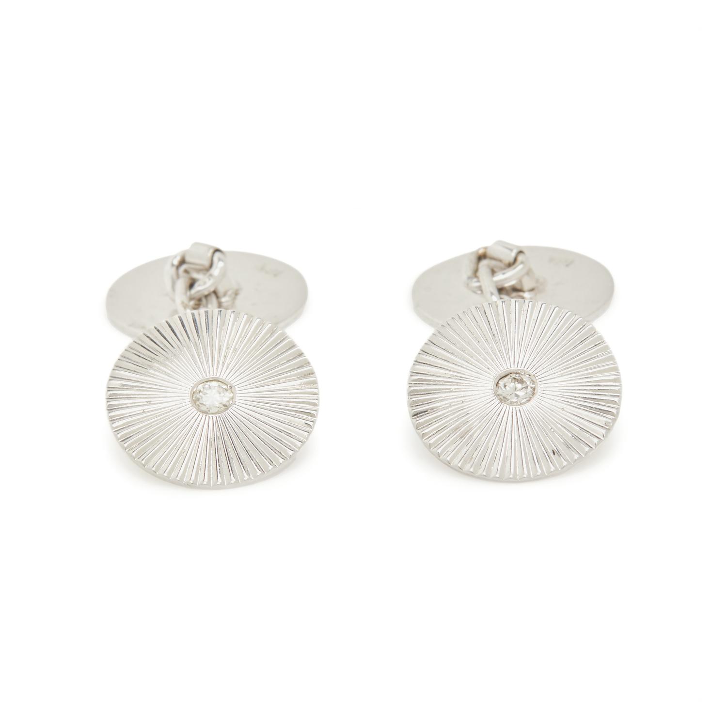 CARTIER, WHITE GOLD AND DIAMOND CUFFLINKS