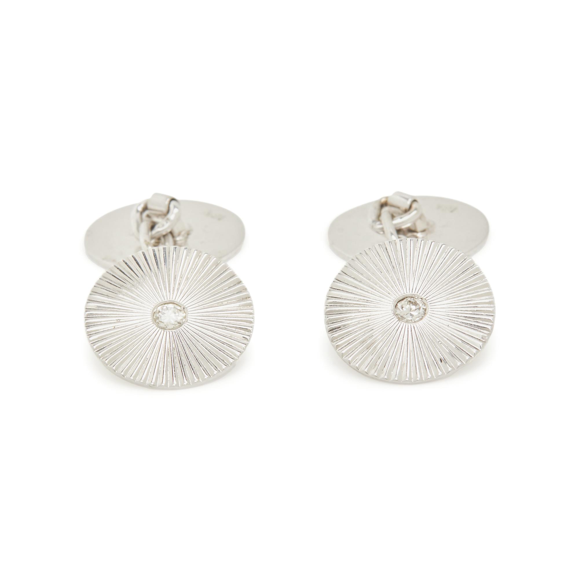 CARTIER, WHITE GOLD AND DIAMOND CUFFLINKS