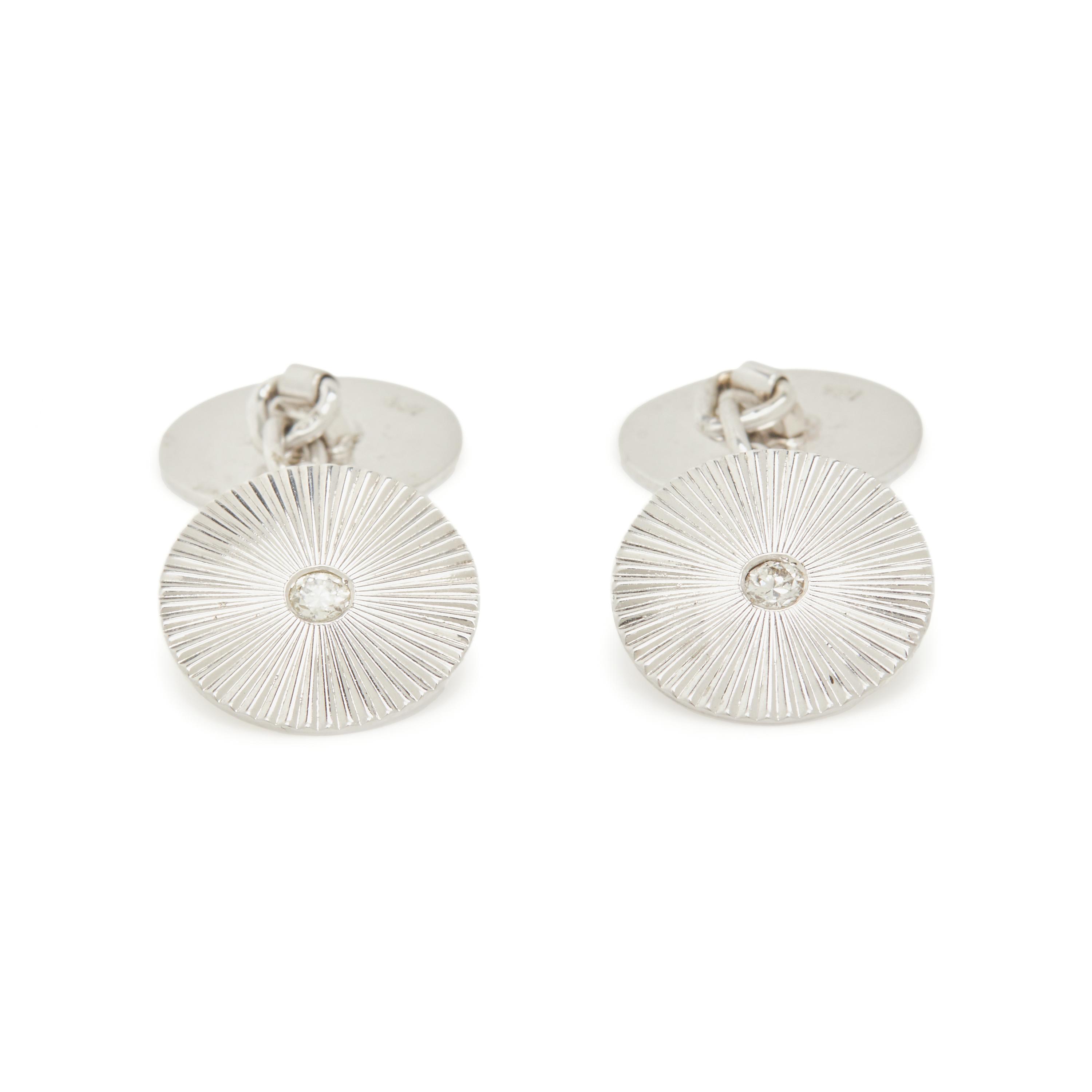 CARTIER, WHITE GOLD AND DIAMOND CUFFLINKS