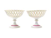 Four Porcelain Reticulated Baskets