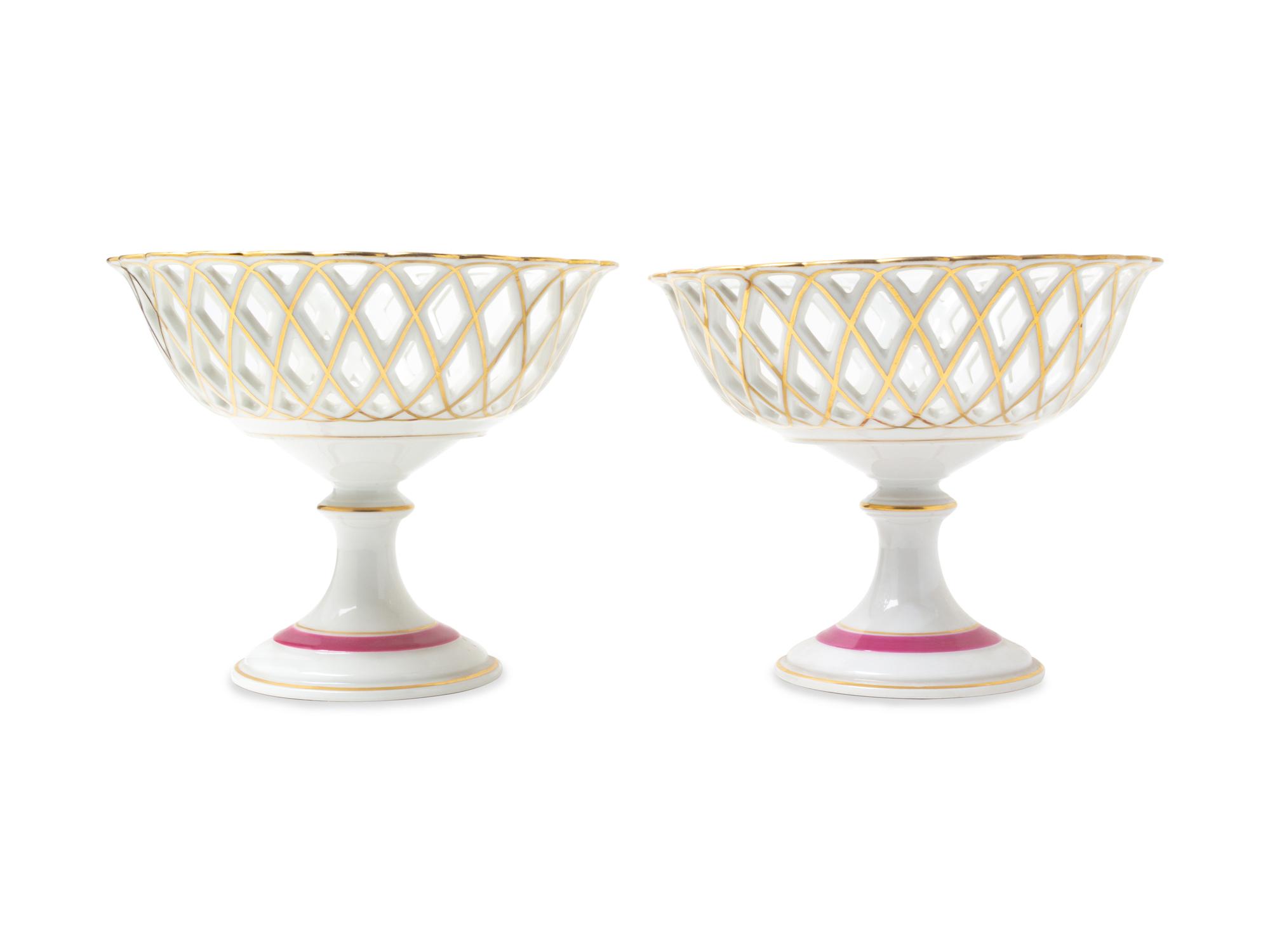 Four Porcelain Reticulated Baskets