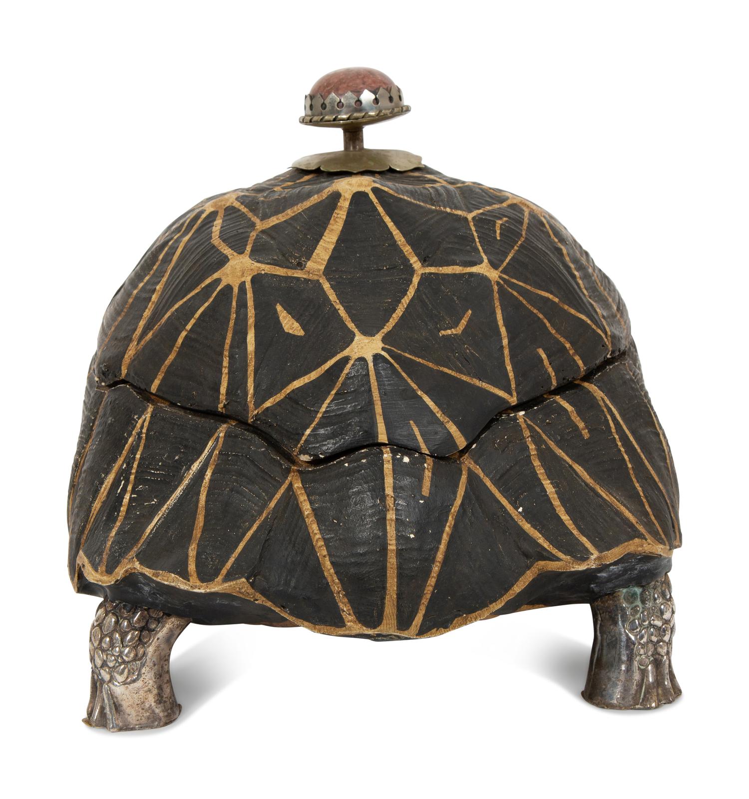 An Anthony Redmile Silver-Plate, Resin and Hardstone Sculpted Tortoise Box