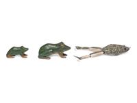 Three Folk Art Carved and Painted Wood Frogs