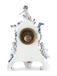 A Meissen Porcelain 'Four Seasons' Mantel Clock