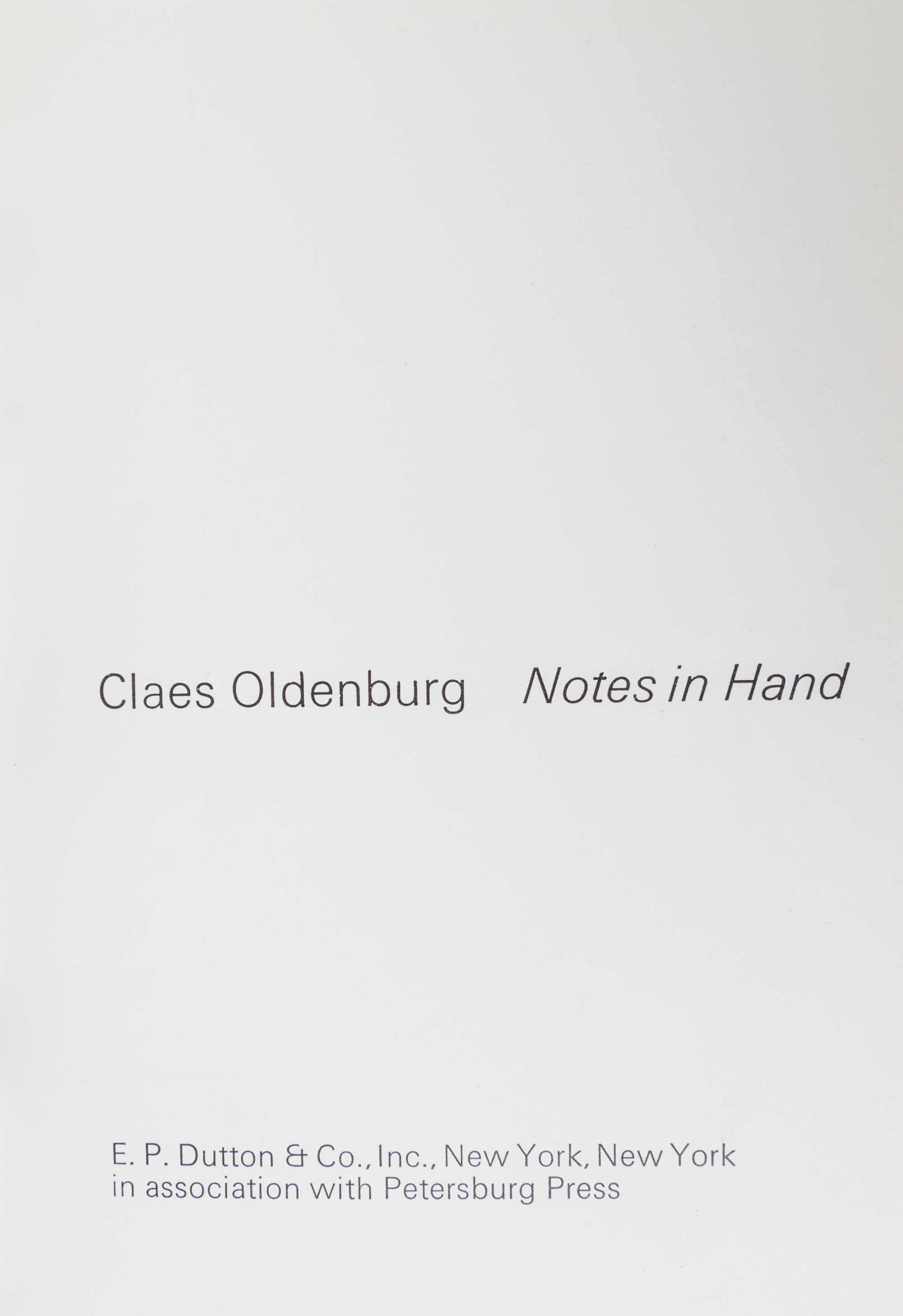 OLDENBURG, CLAES. 2 works, Injun & Other Histories (NY, 1966) and Notes in Hand (NY, 1971).
