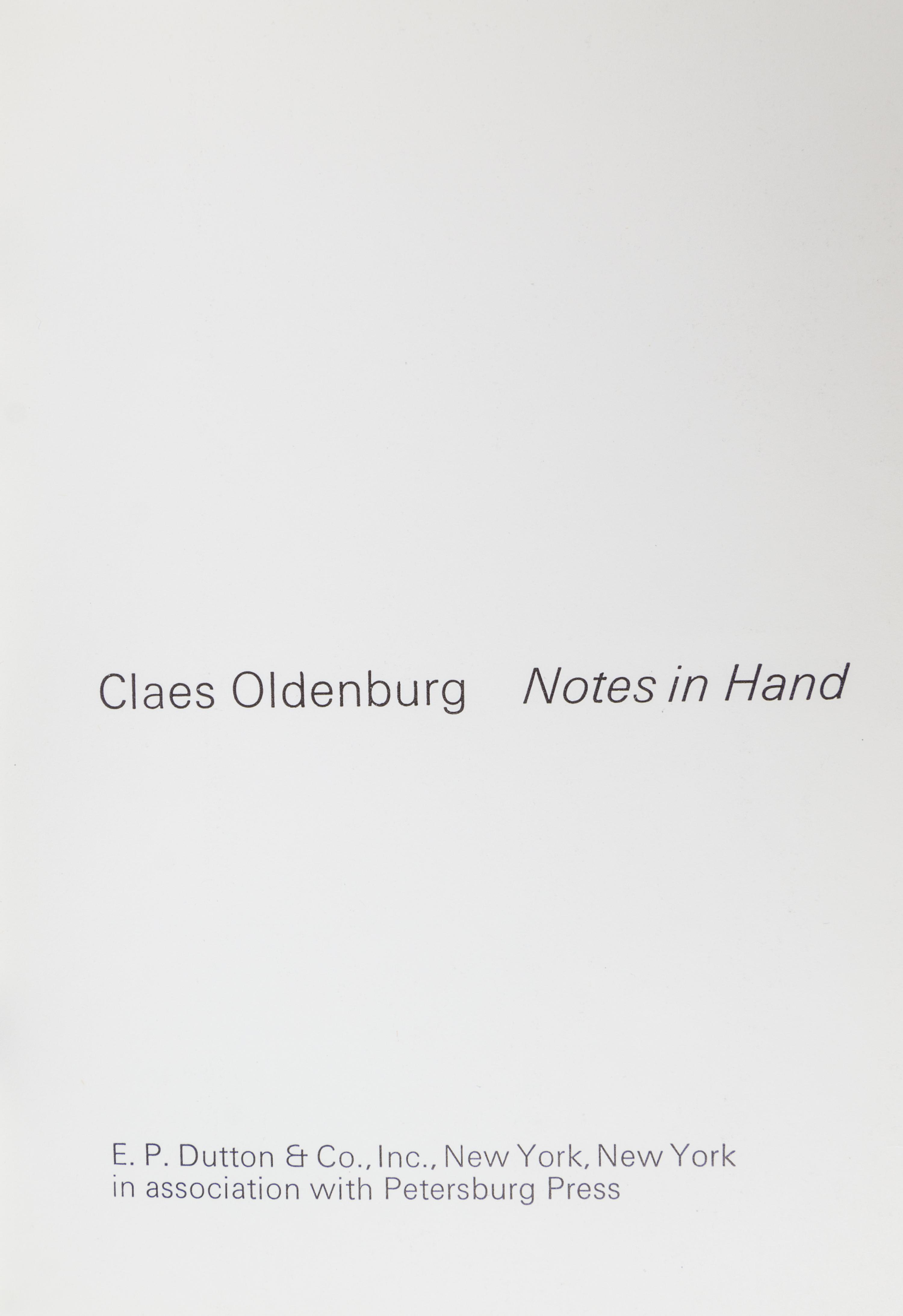 OLDENBURG, CLAES. 2 works, Injun & Other Histories (NY, 1966) and Notes in Hand (NY, 1971).