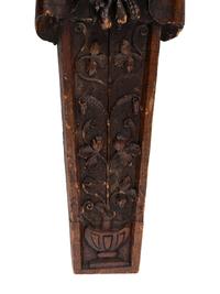 A Northern European Carved Fruitwood Figural Architectural Element