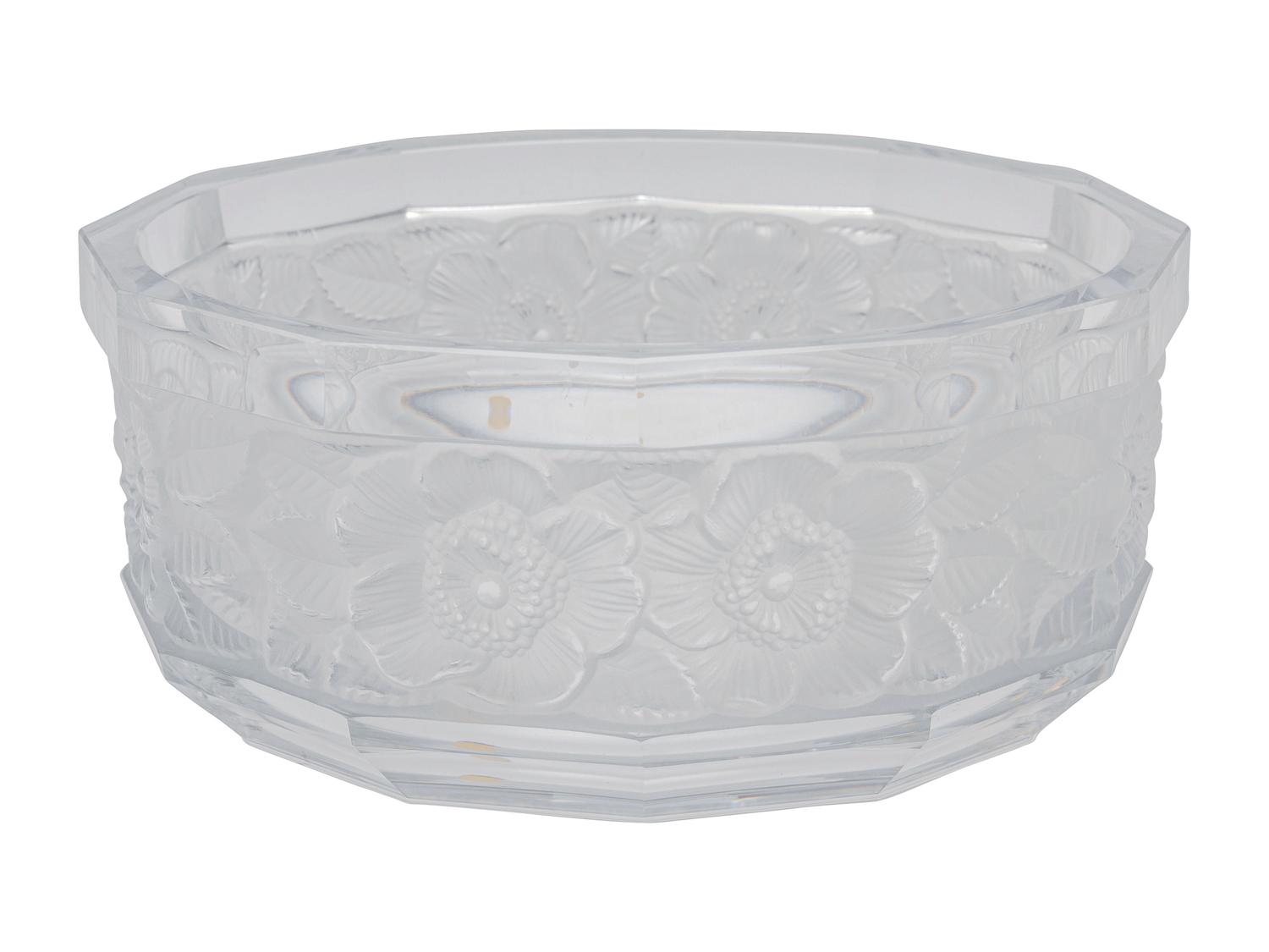 A Lalique- Style Molded and Frosted Glass Bowl