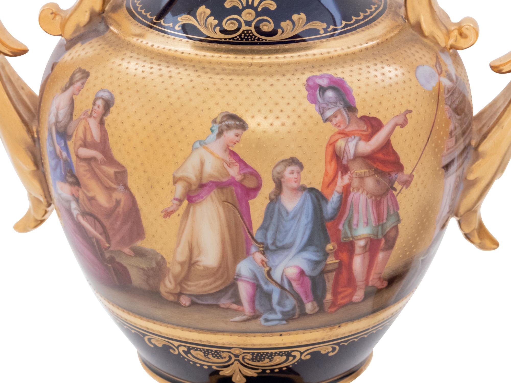 A Pair of Vienna Style Porcelain Urns