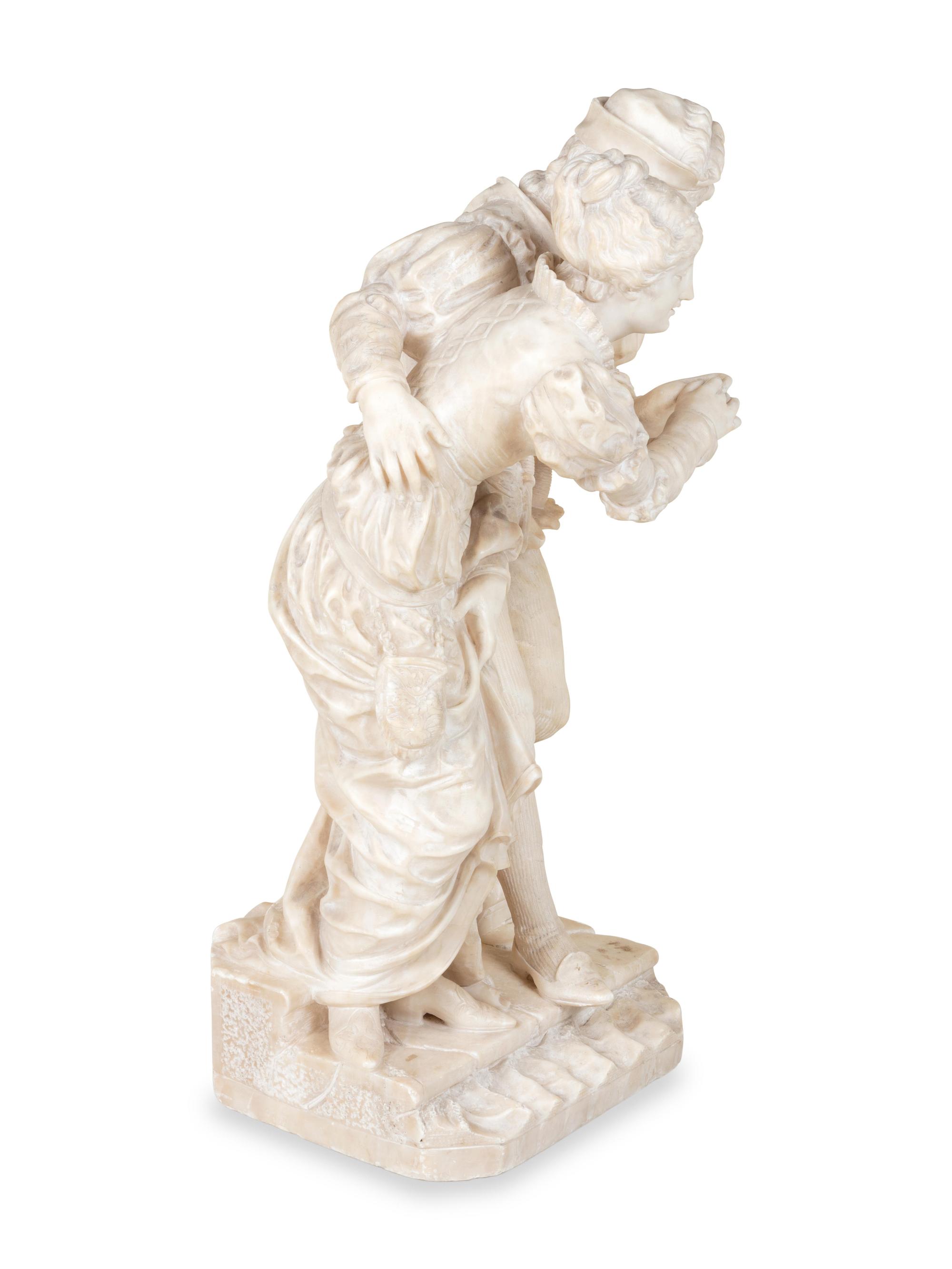An Italian Carved Alabaster Figural Group