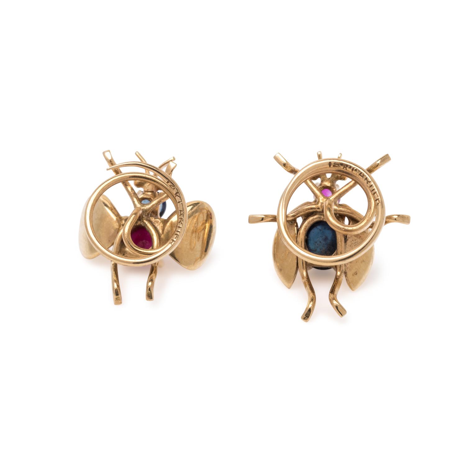 CARTIER, COLLECTION OF YELLOW GOLD AND GEMSTONE INSECT PINS