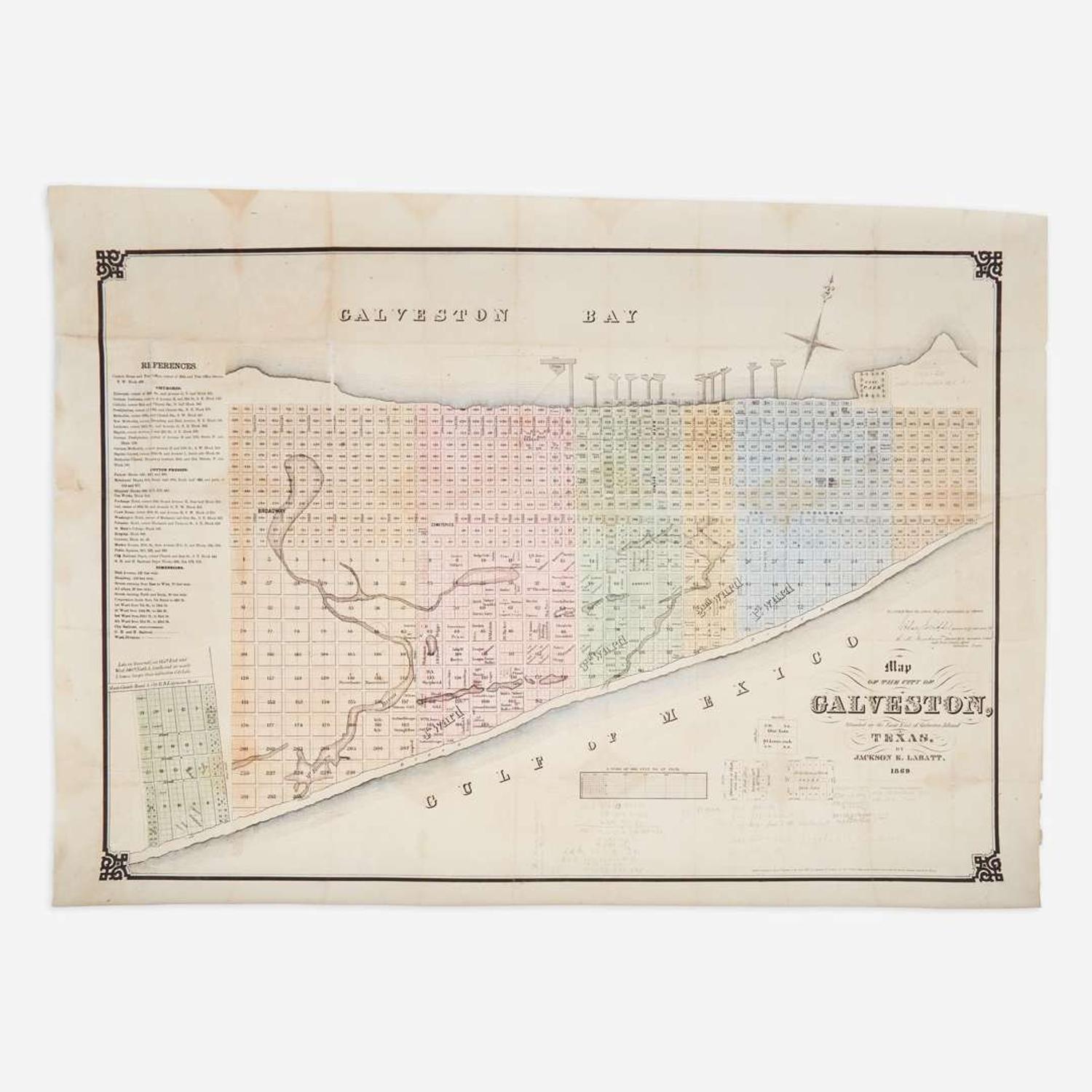 [Americana] [Texas] Labatt, Jackson E. Map of the City Of Galveston, Situated on the East End Of Galveston Island Texas