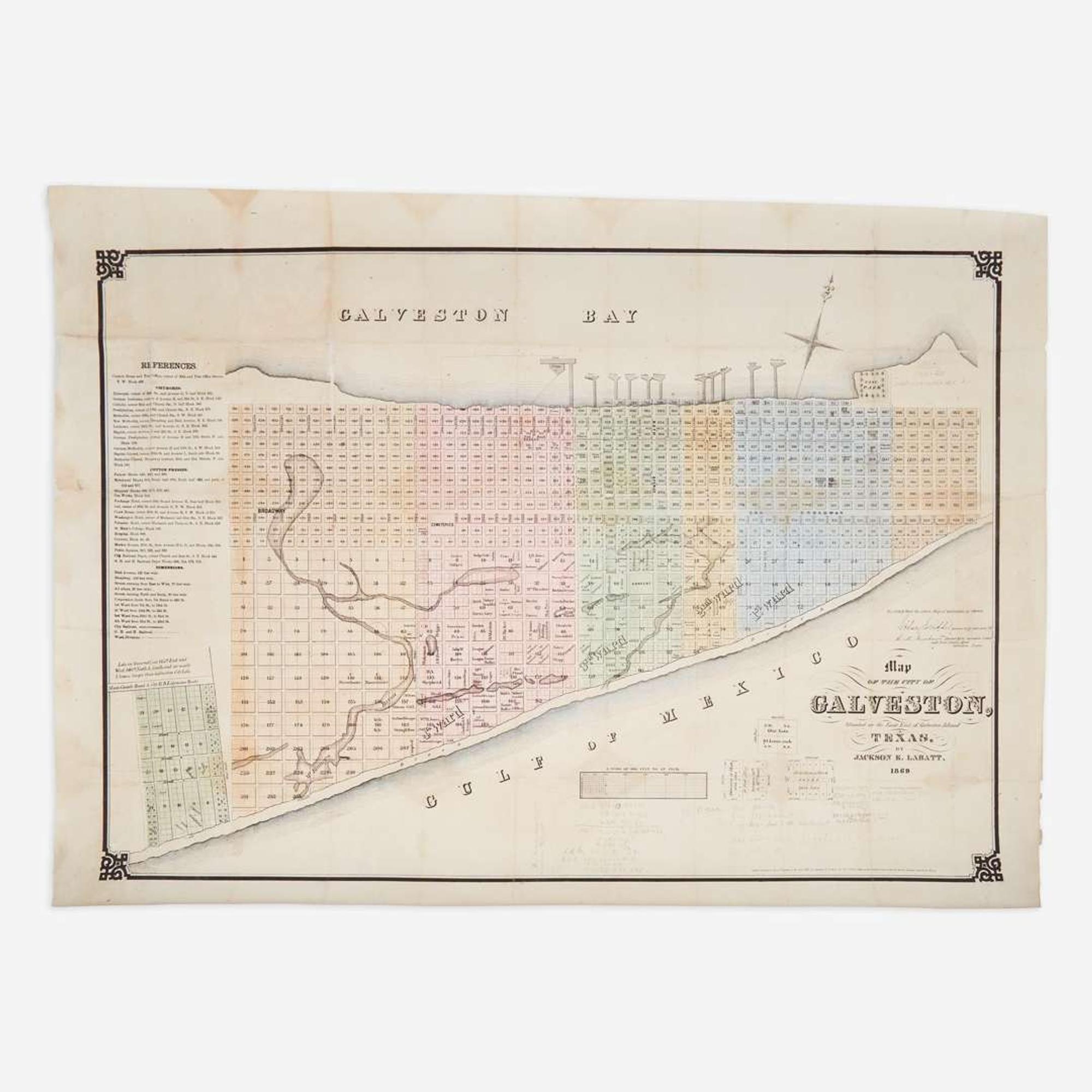 [Americana] [Texas] Labatt, Jackson E. Map of the City Of Galveston, Situated on the East End Of Galveston Island Texas