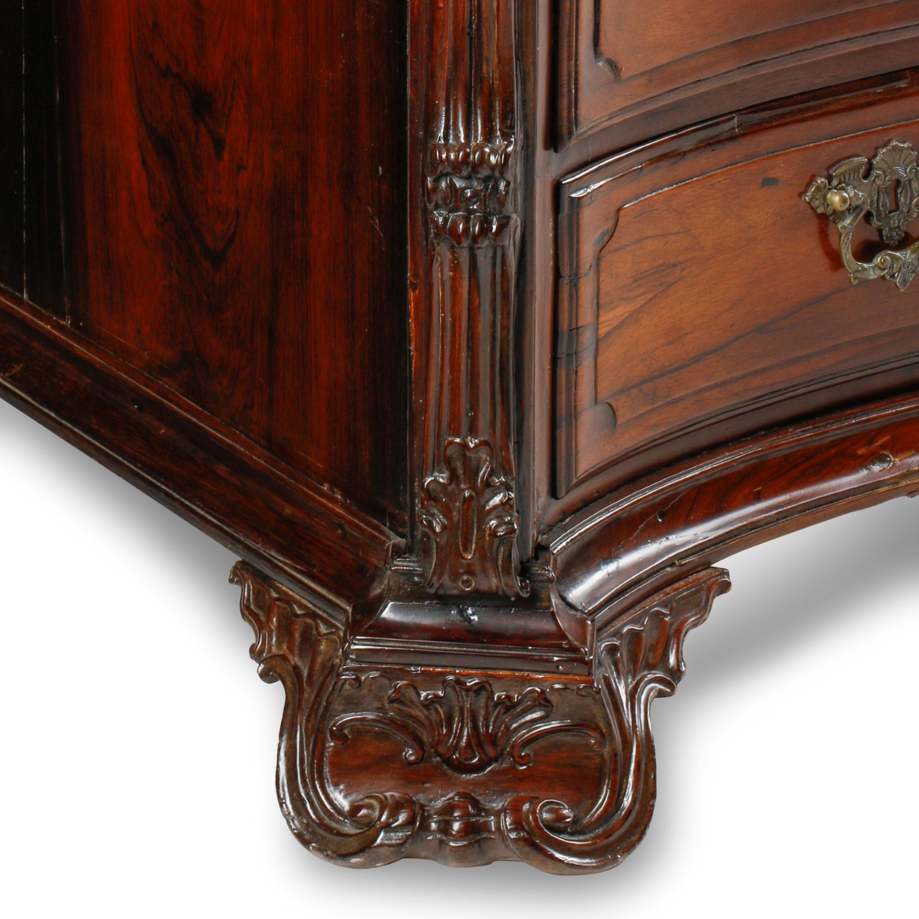 A Portuguese Carved Rosewood Chest of Drawers