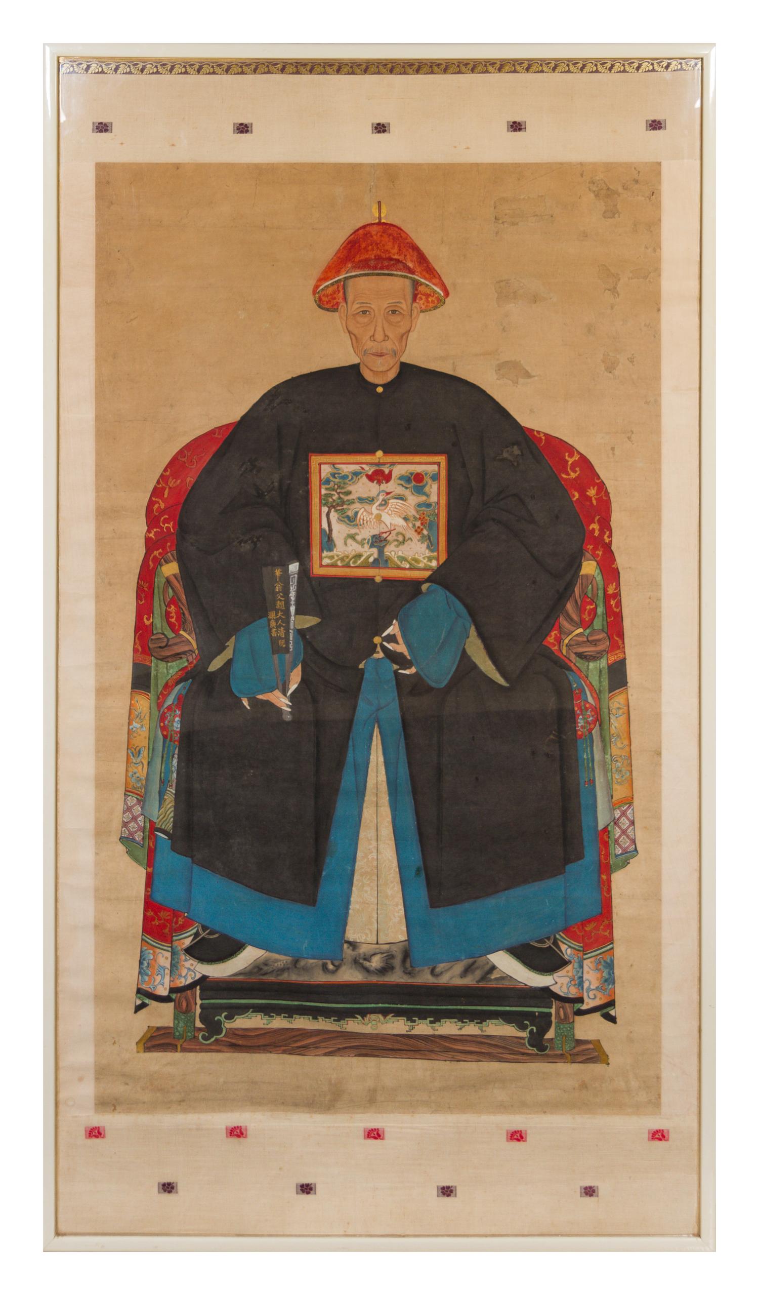 A Pair of Chinese Ancestral Paintings 19TH CENTURY 60 3/4 x 35 1/4 inches. — 19TH CENTURY