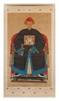 A Pair of Chinese Ancestral Paintings 19TH CENTURY 60 3/4 x 35 1/4 inches. — 19TH CENTURY