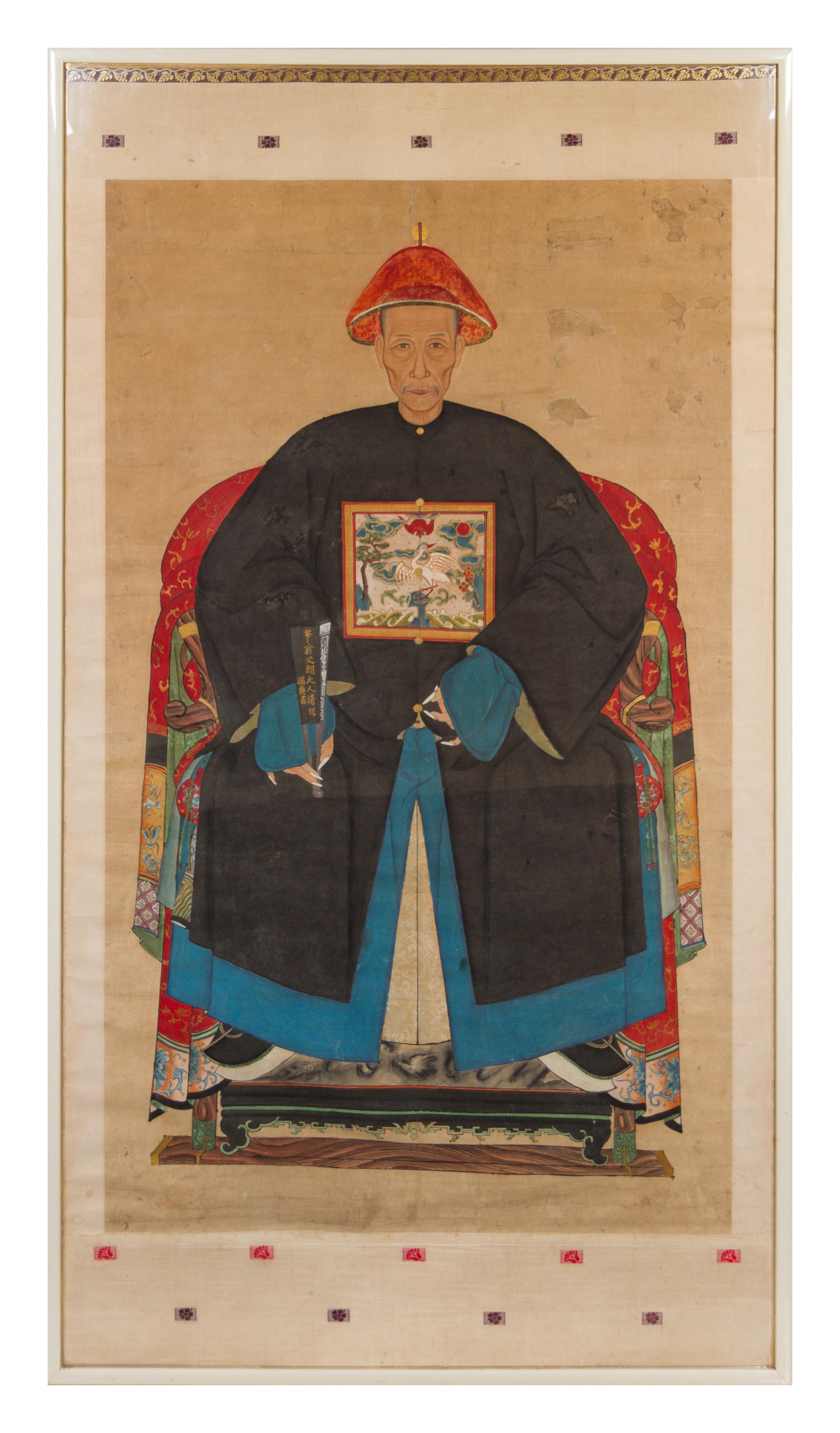 A Pair of Chinese Ancestral Paintings 19TH CENTURY 60 3/4 x 35 1/4 inches. — 19TH CENTURY