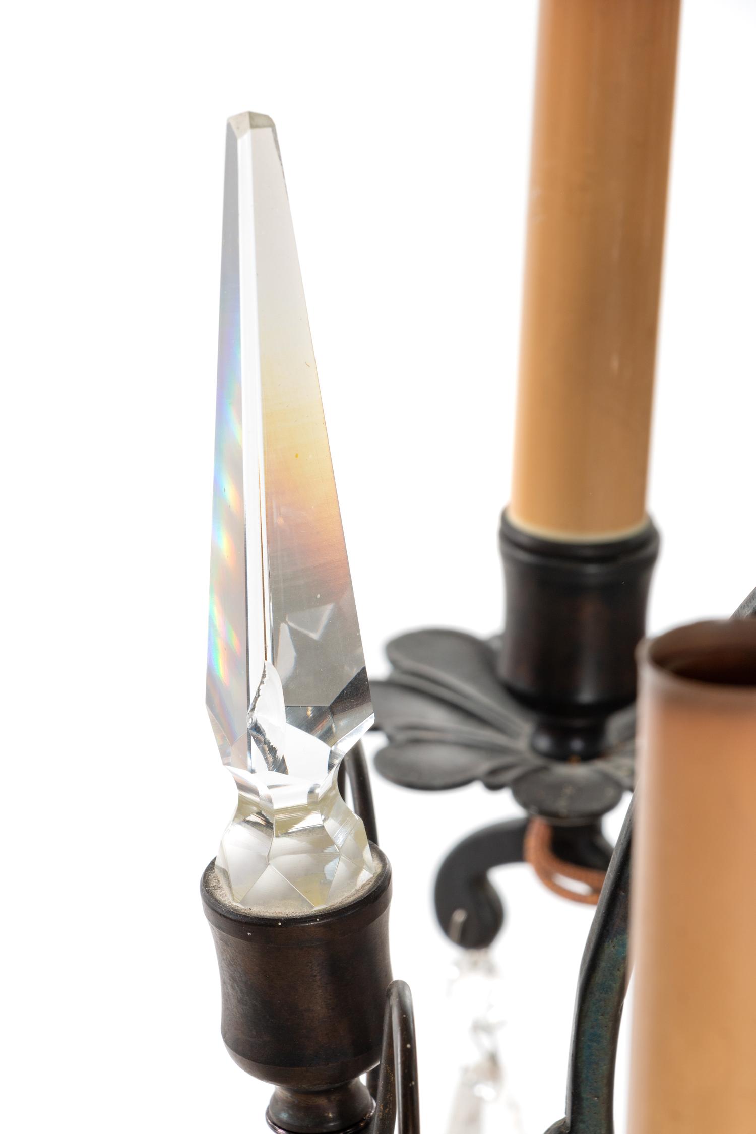 A French Bronze and Cut Glass Eight-Light Chandelier