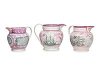 Three Sunderland Luster Inscribed Jugs