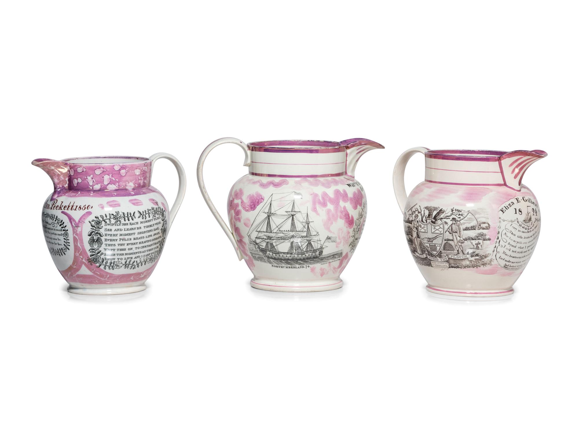 Three Sunderland Luster Inscribed Jugs
