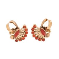 CONVERTIBLE ROSE GOLD AND CORAL EARCLIPS