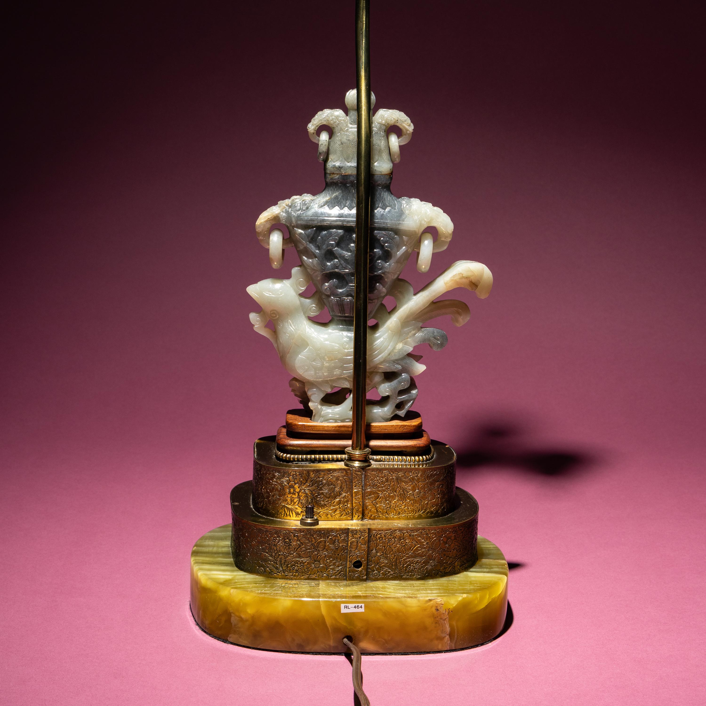 A Chinese Grey and White Jade 'Phoenix' Vase, Late Qing Dynasty — 清晚期 灰白玉雕鳳凰寶瓶
