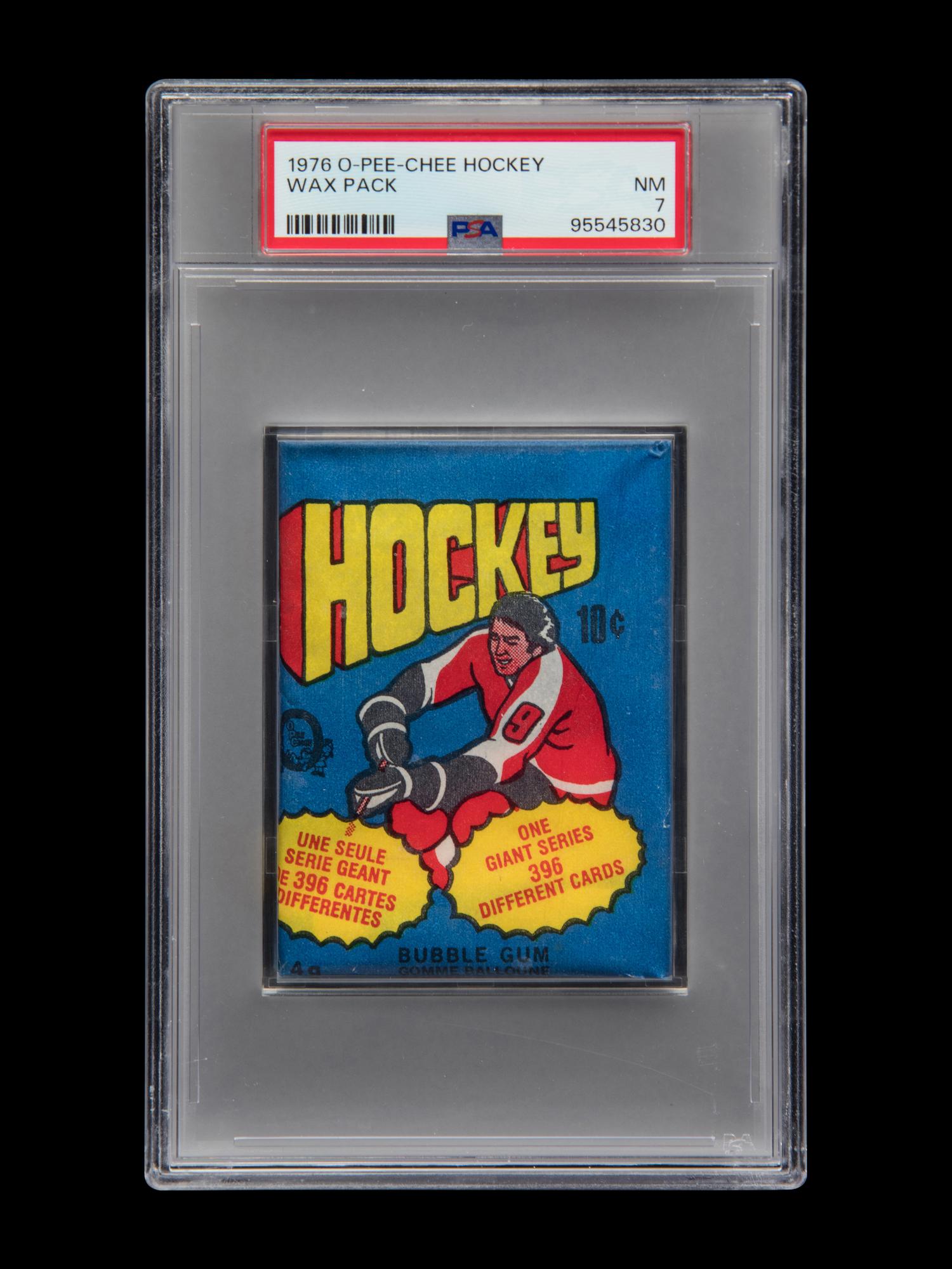 A Sealed Unopened Wax Pack of 1976-77 O-Pee-Chee Hockey Cards (PSA 7 NM)