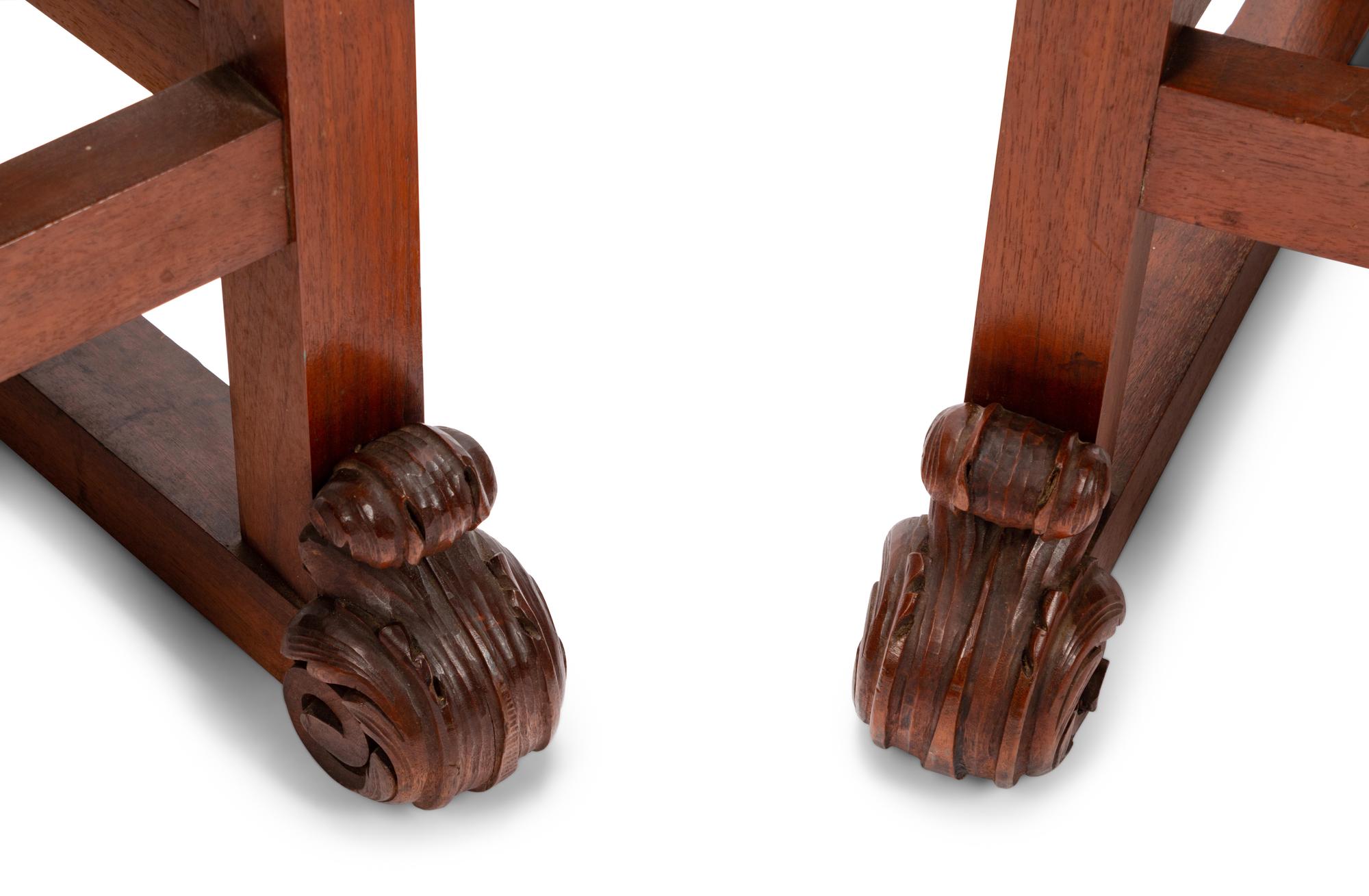A Pair of Renaissance Style Carved Walnut Armchairs