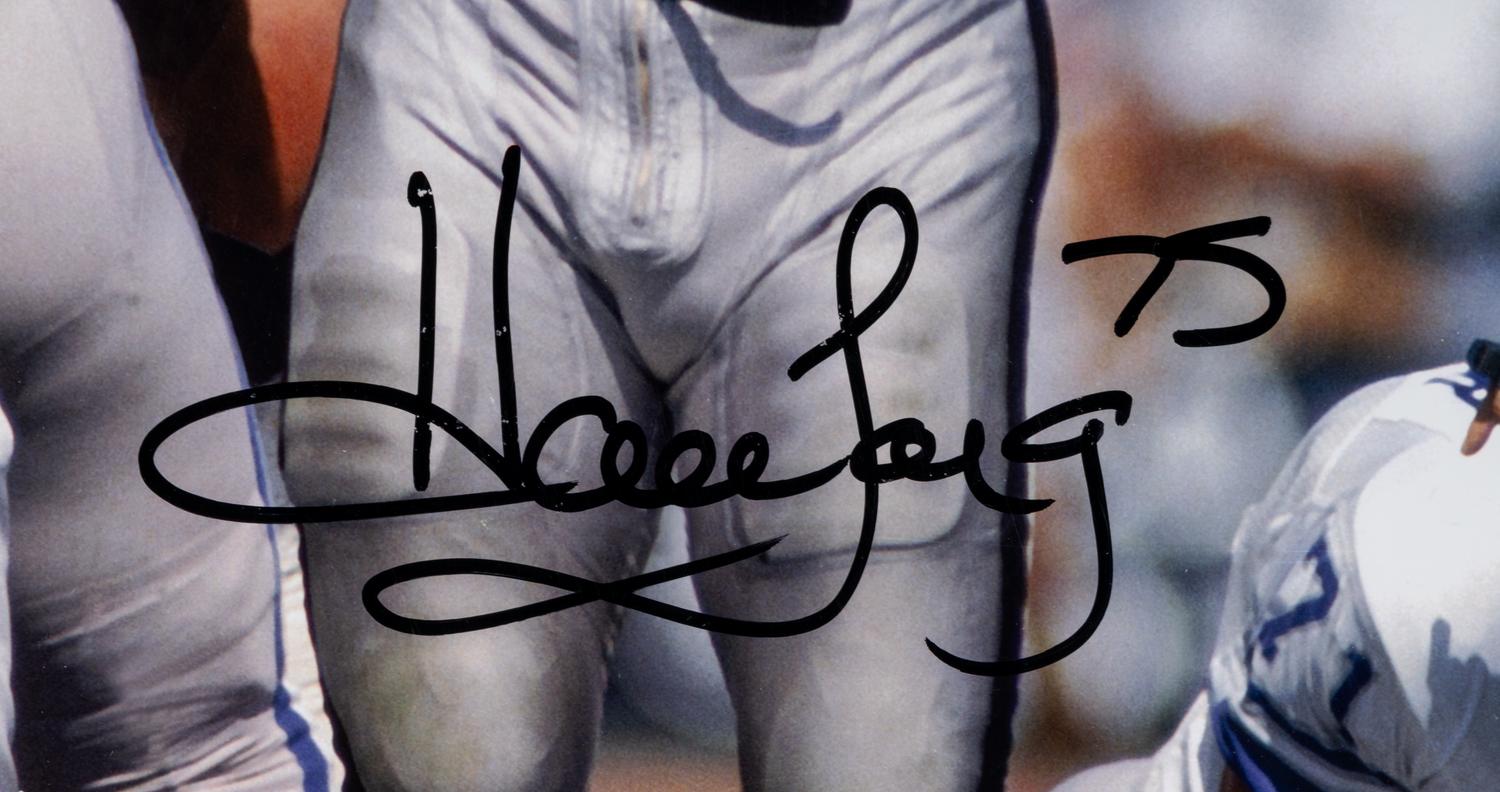 A Group of Howie Long Signed Autograph Items Featuring a Game Model Raiders Jersey