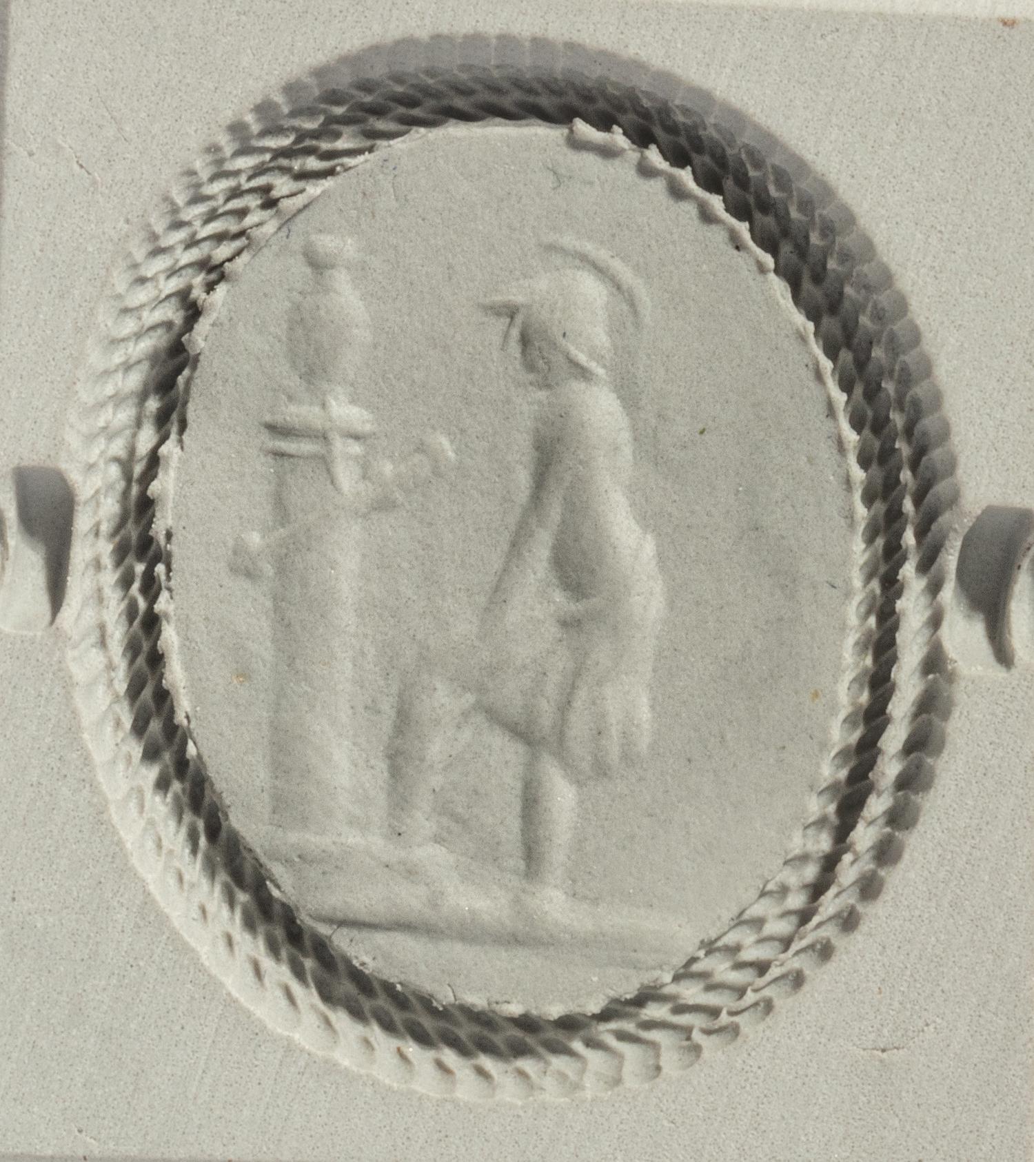 Two Roman Agate Ring Stones with the Demigod Achilles Before the Ashes of Patroclus and the God Eros — Set in a gold swivel ring