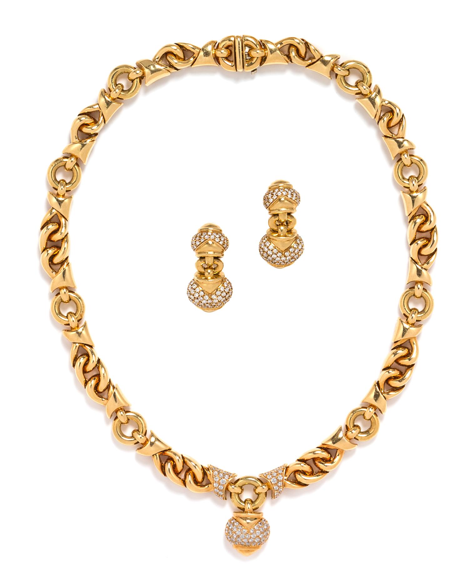 A 18 Karat Yellow Gold and Diamond Demi Parure, Bulgari, 87.10 dwts.