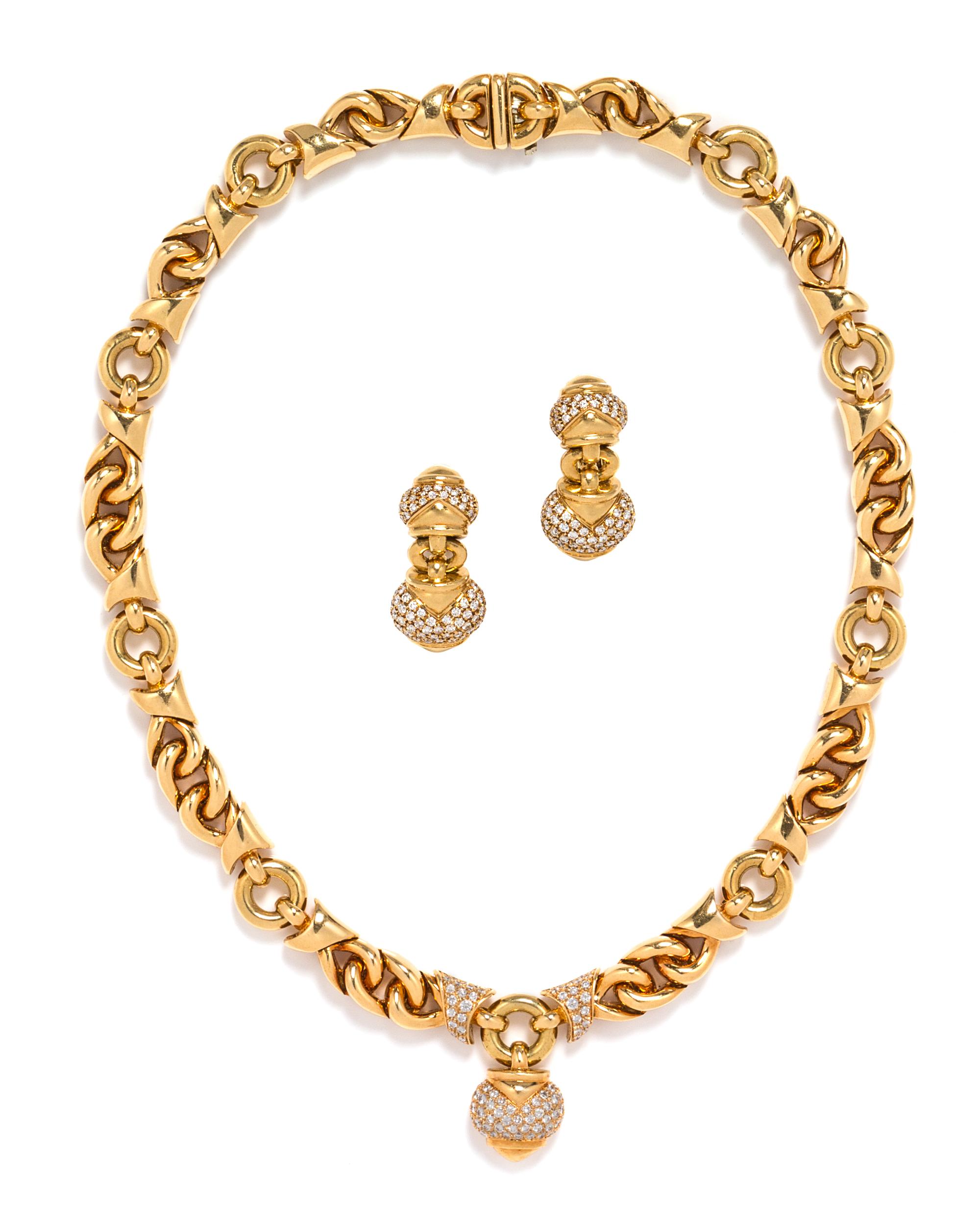 A 18 Karat Yellow Gold and Diamond Demi Parure, Bulgari, 87.10 dwts.