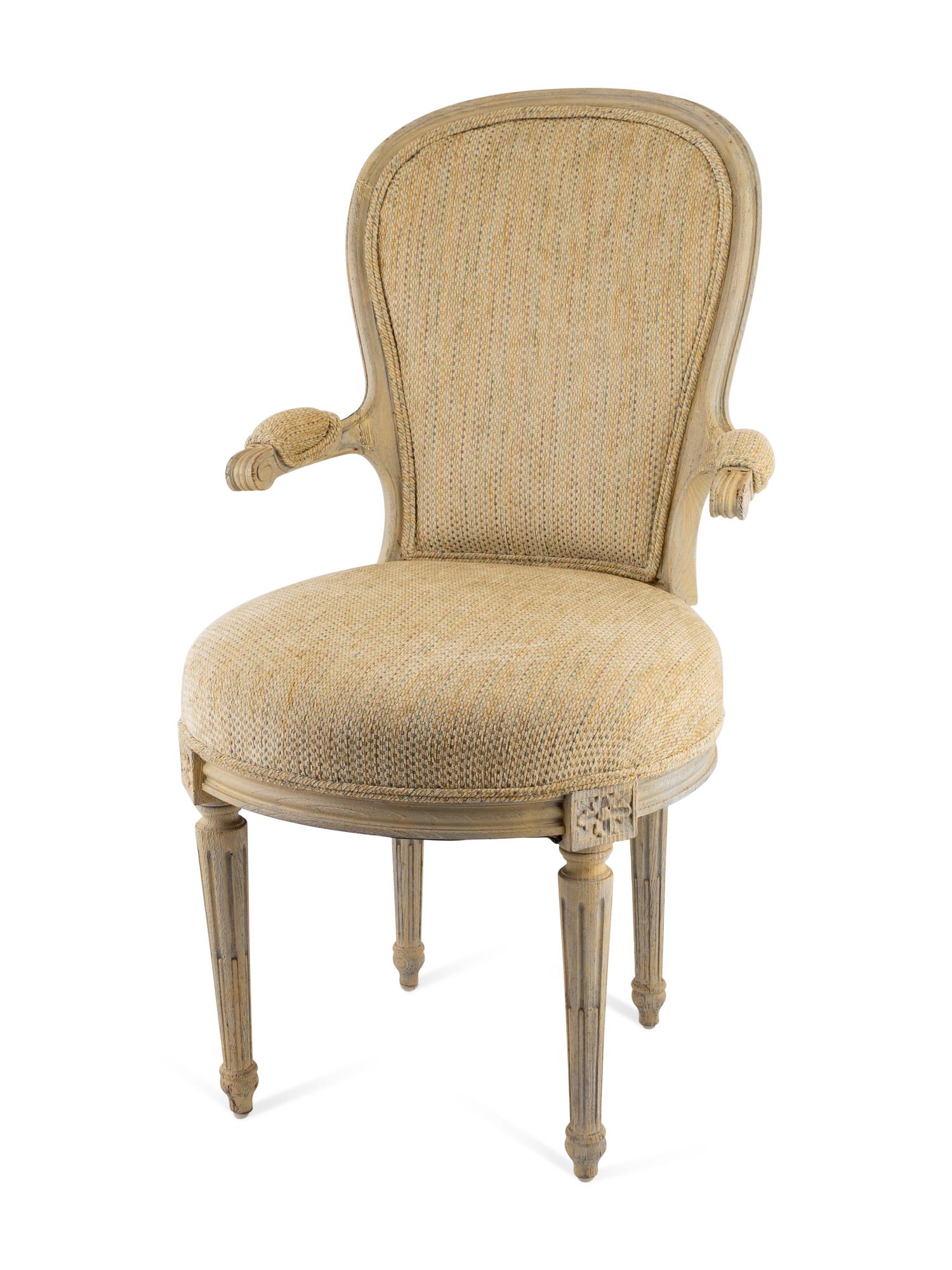 Four Louis XVI Style Carved and Painted Fauteuils — 20TH CENTURY