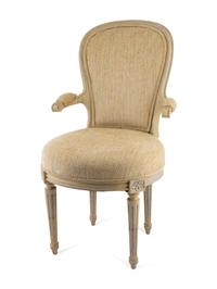 Four Louis XVI Style Carved and Painted Fauteuils — 20TH CENTURY