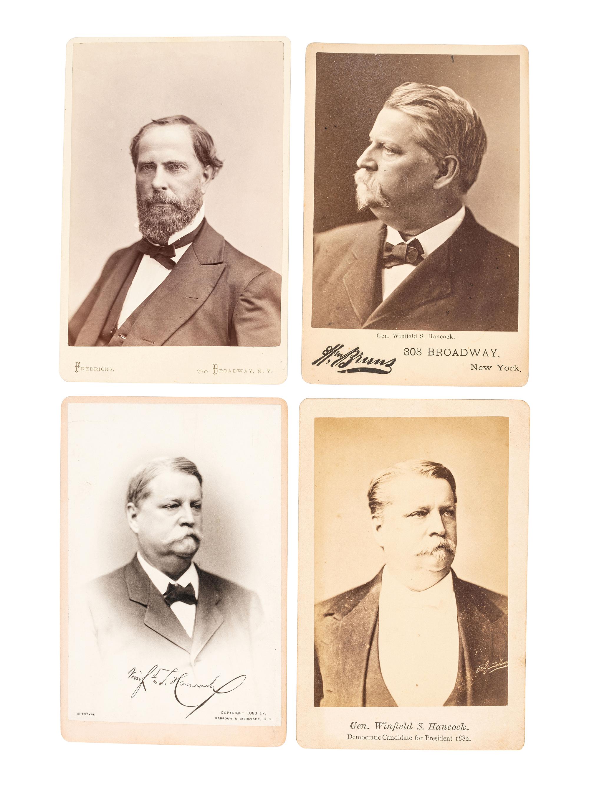 [HANCOCK, Winfield Scott (1824-1886)]. A group of cabinet cards, advertising cards, and other ephemera related to Hancock's 1880 presidential campaign, comprising: