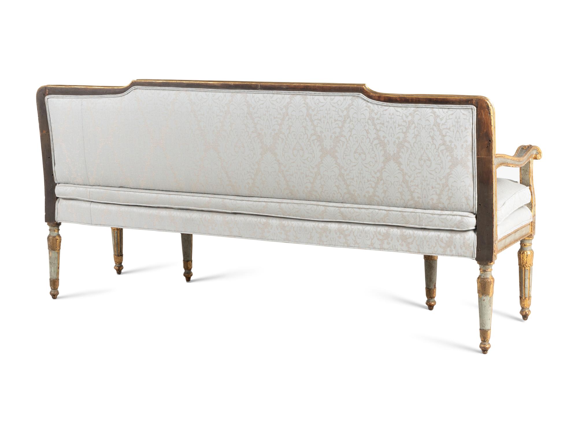 A Venetian Painted and Parcel-Gilt Canape
