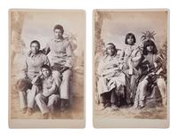 CHOATE, John N. (1848-1902), photographer. A pair of cabinet cards featuring identified male Pueblo students at Carlisle Indian School, before and after. Carlisle, PA, ca 1880-81.