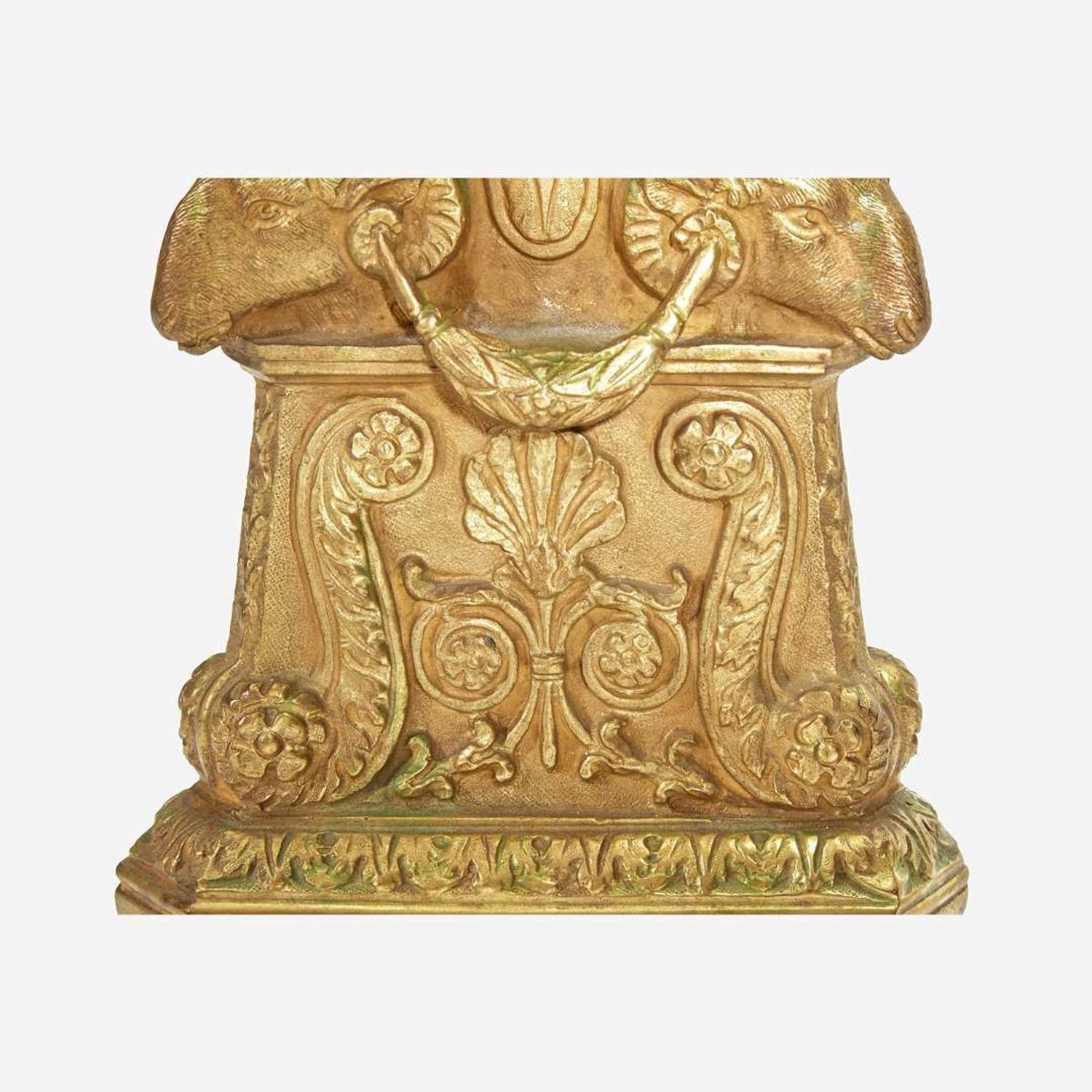 A Pair of Empire Gilt and Patinated Bronze Three-Light Candelabra 19th century