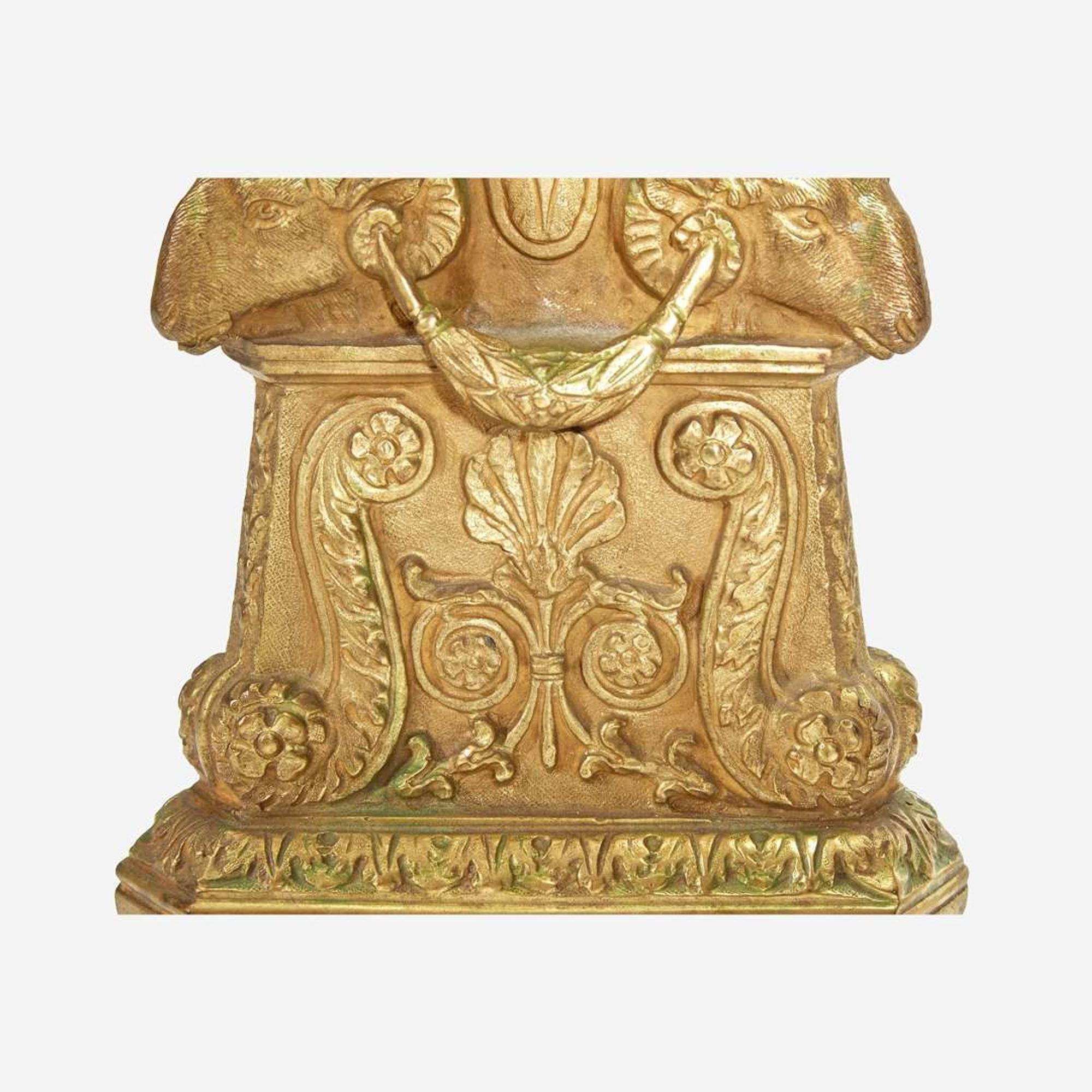 A Pair of Empire Gilt and Patinated Bronze Three-Light Candelabra 19th century