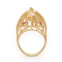 Yellow Gold and Ruby Birdcage Ring