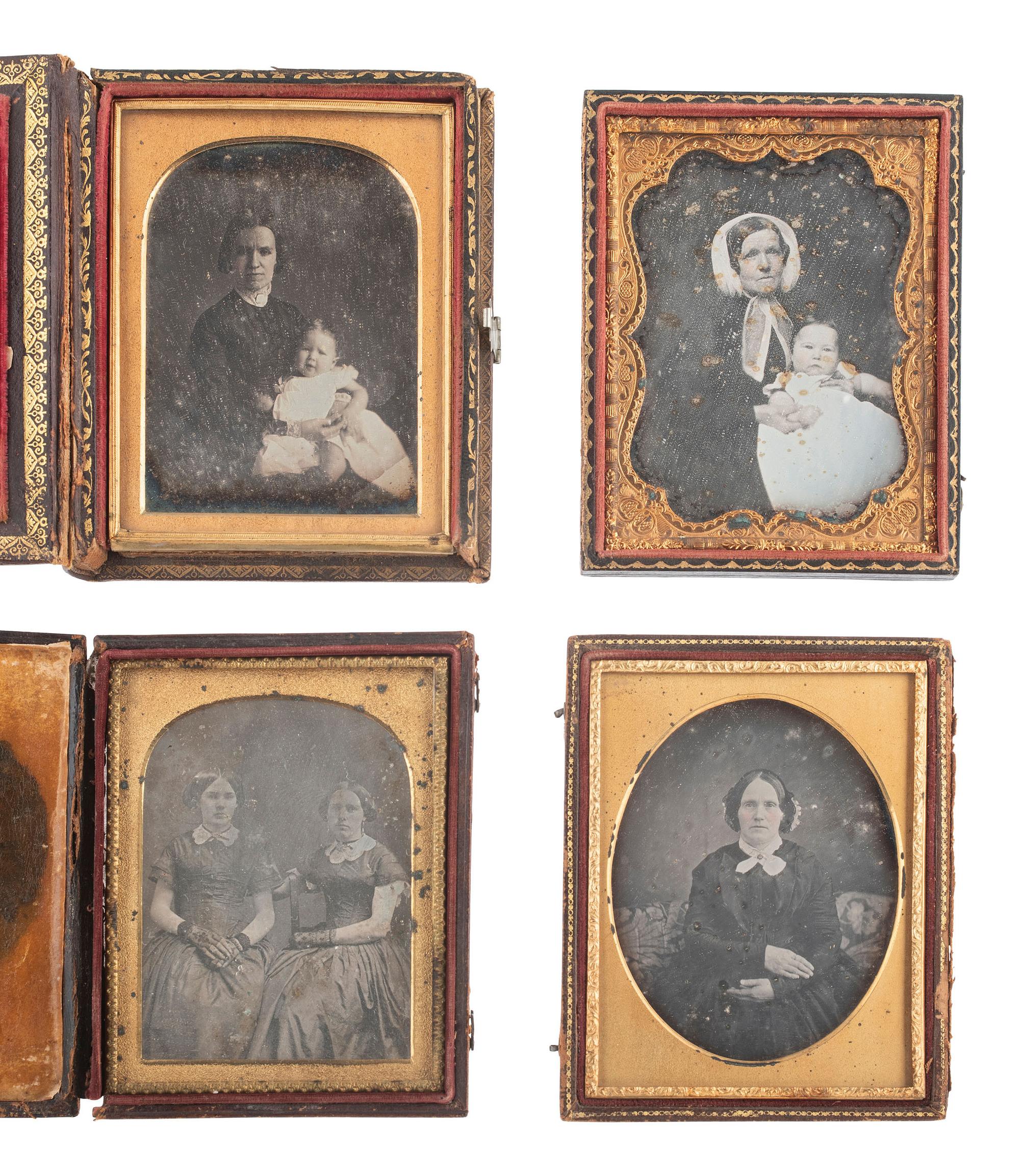 [EARLY PHOTOGRAPHY]. 14 half plate and quarter plate daguerreotypes featuring women and children.