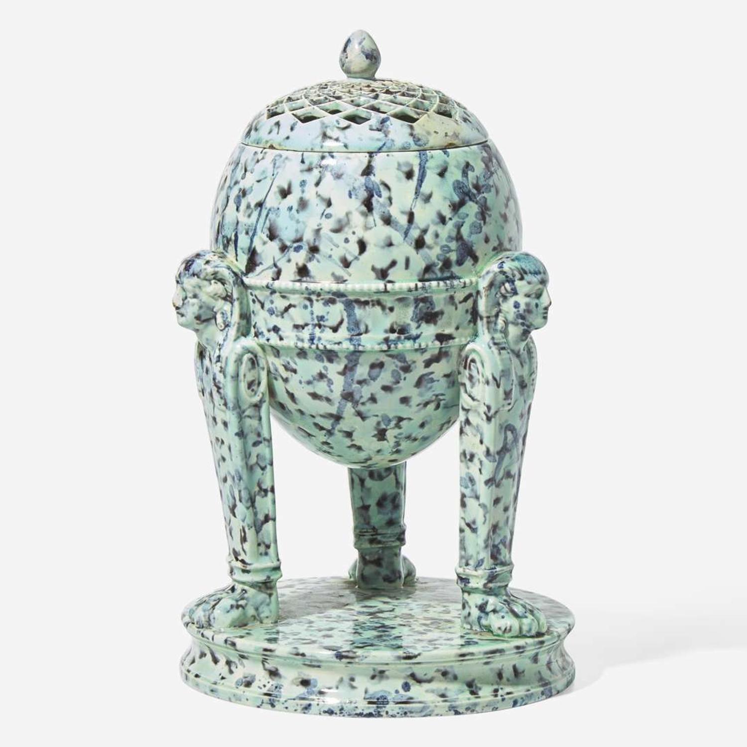 A Wedgwood Majolica Egyptian Revival Pastille Burner UK, 1860s