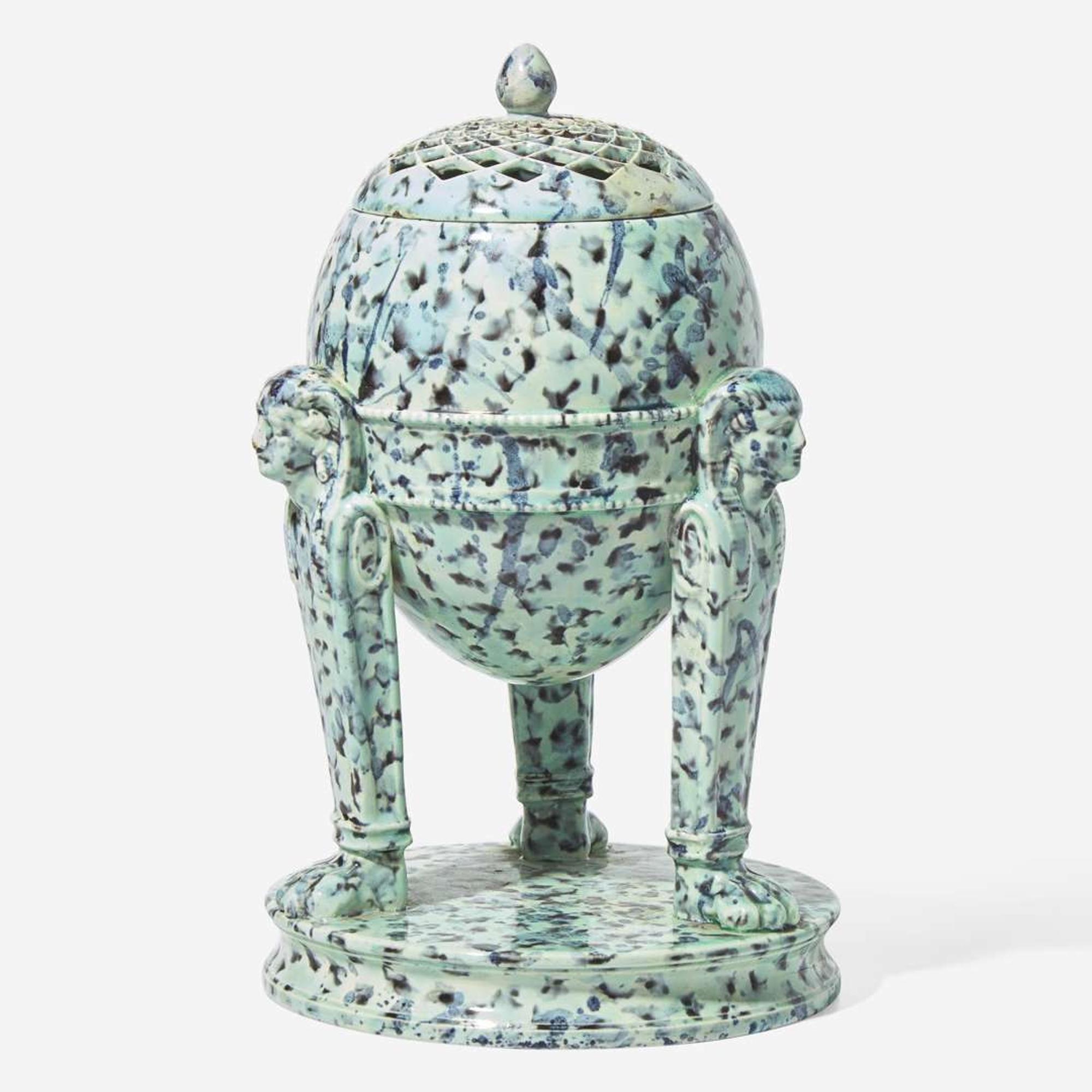 A Wedgwood Majolica Egyptian Revival Pastille Burner UK, 1860s