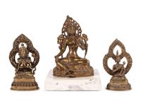 Three Sino-Tibetan and Nepalese Gilt Bronze Figures of Bodhisattva