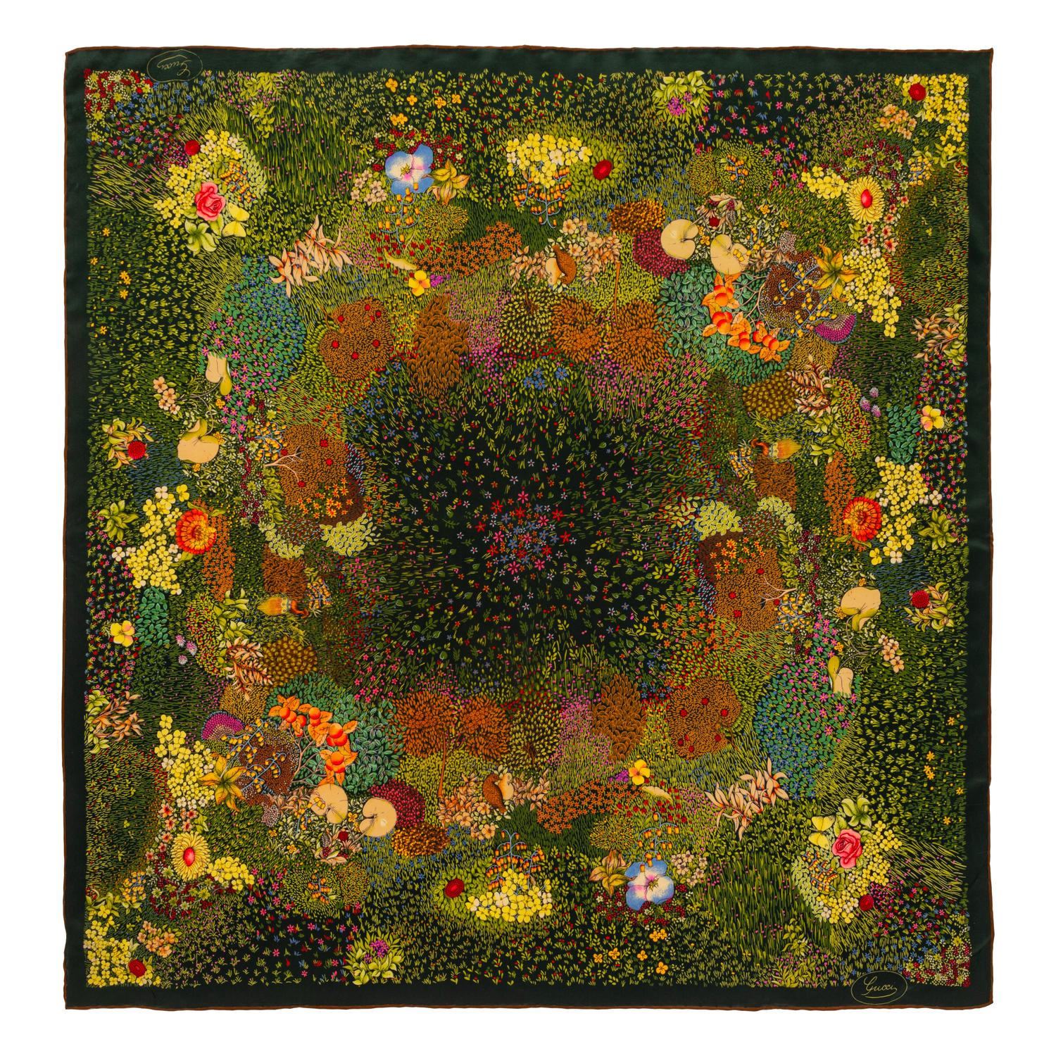 Two Gucci Silk Scarves, 1980-90s