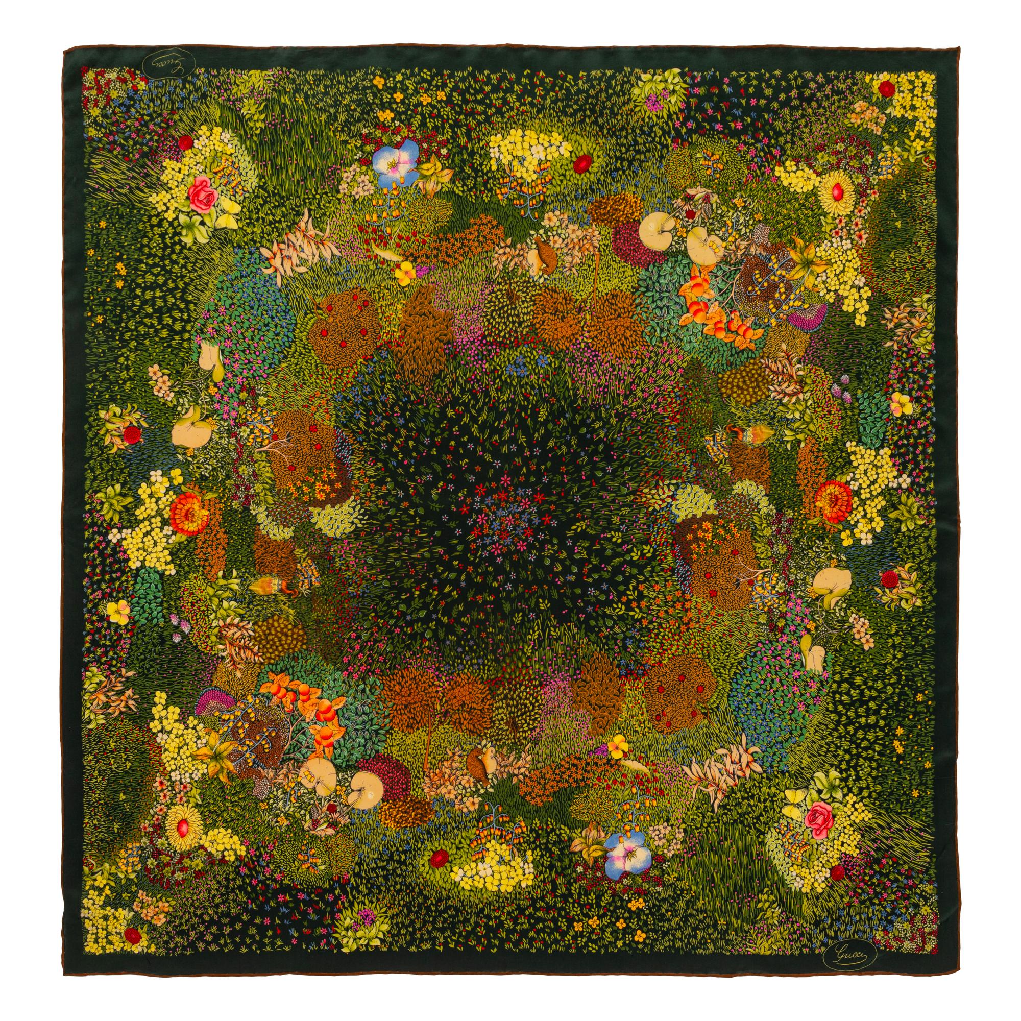 Two Gucci Silk Scarves, 1980-90s