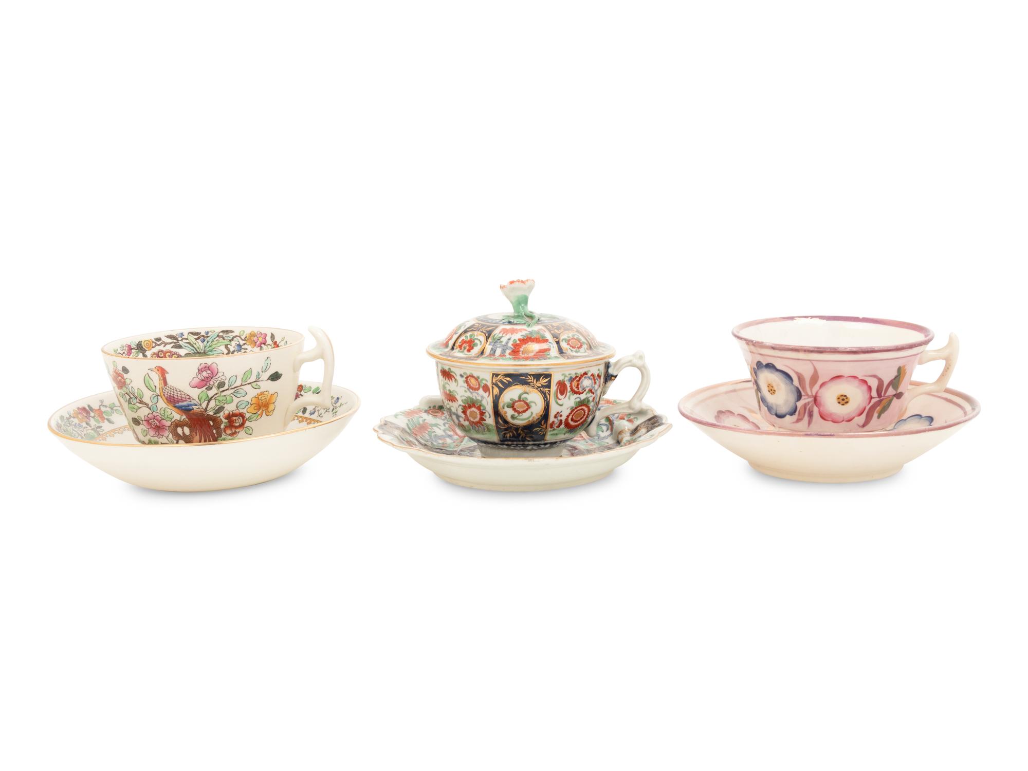 Three Porcelain Teacup and Saucer Sets